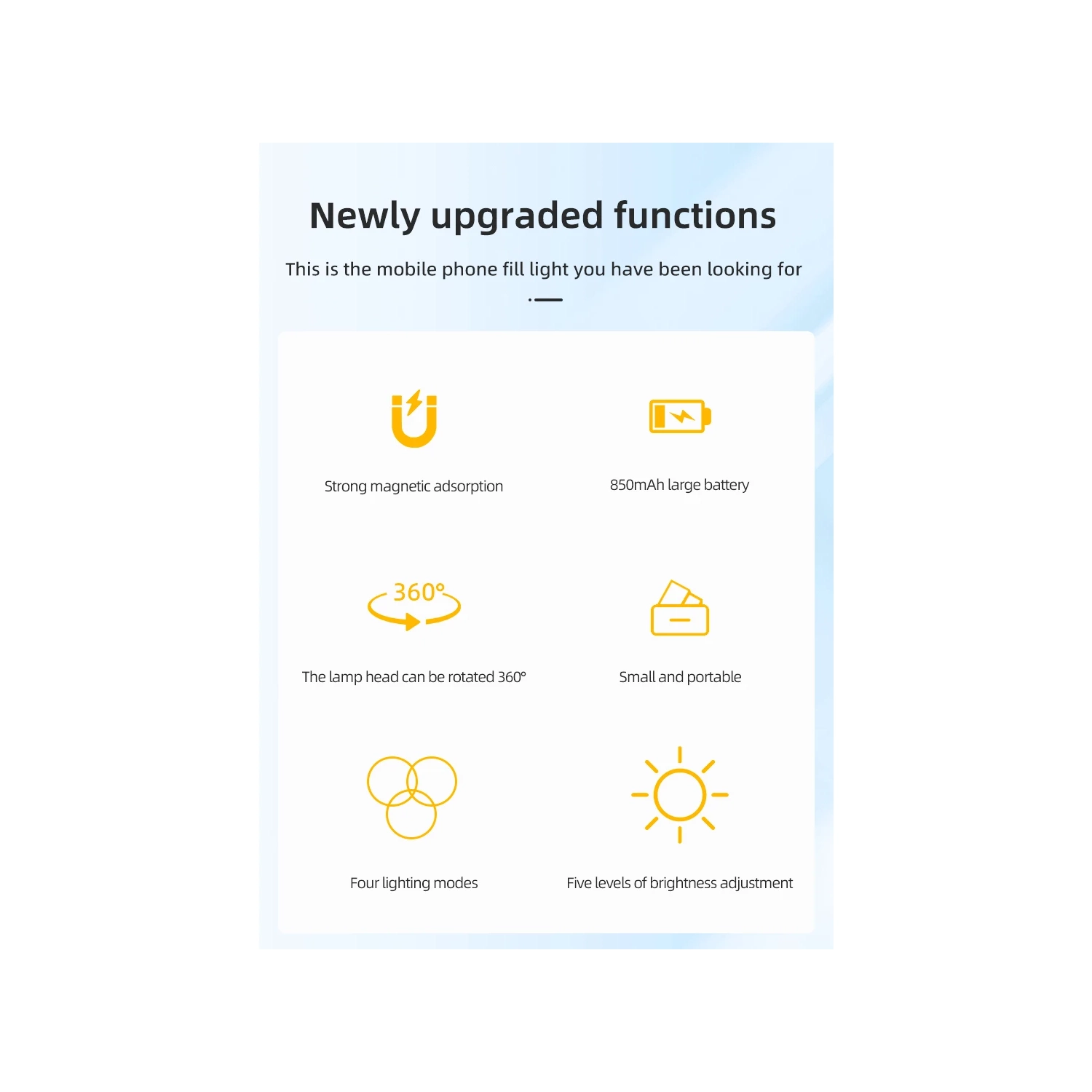 Lampe à égoportrait pour téléphone portable, lampe magnétique pour égoportrait avec mini miroir de voyage, convient à l'iPhone 16/15/14