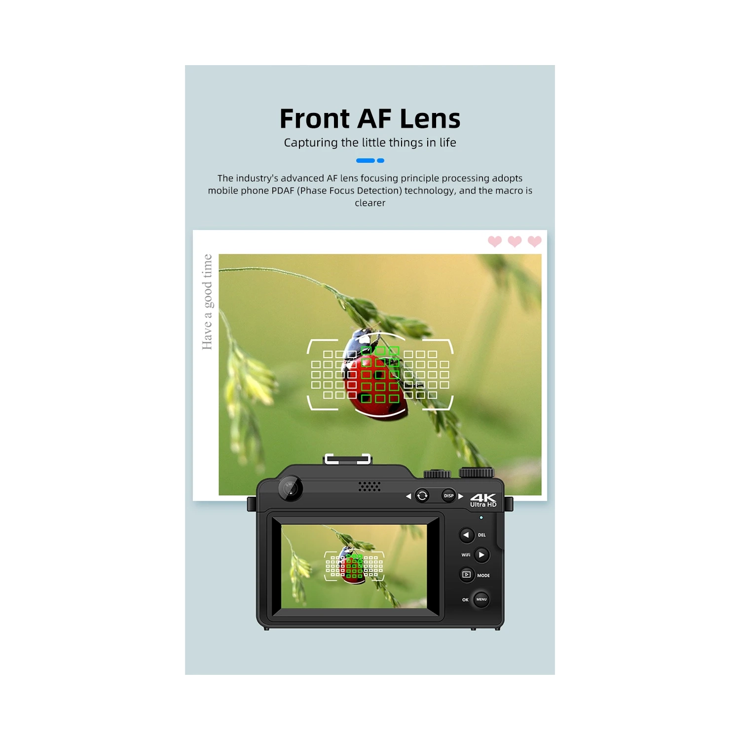 Retro gradient CCD camera, high-definition student entry-level high-pixel beauty portable micro-single, blue and white [64G memory card + card reader