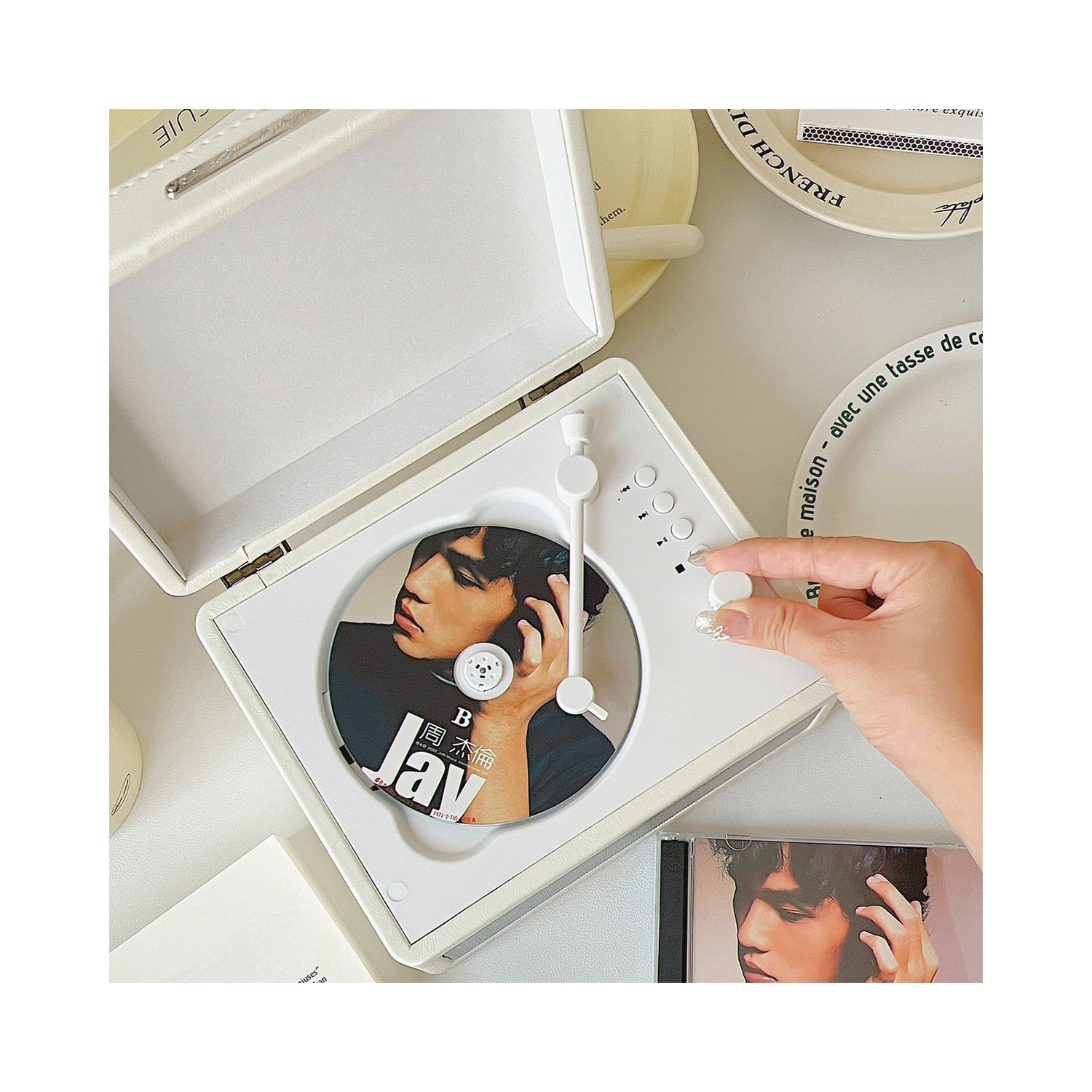 CD player retro Bluetooth multi-function U disk TF memory sound quality portable disc CD player mini gift-light green