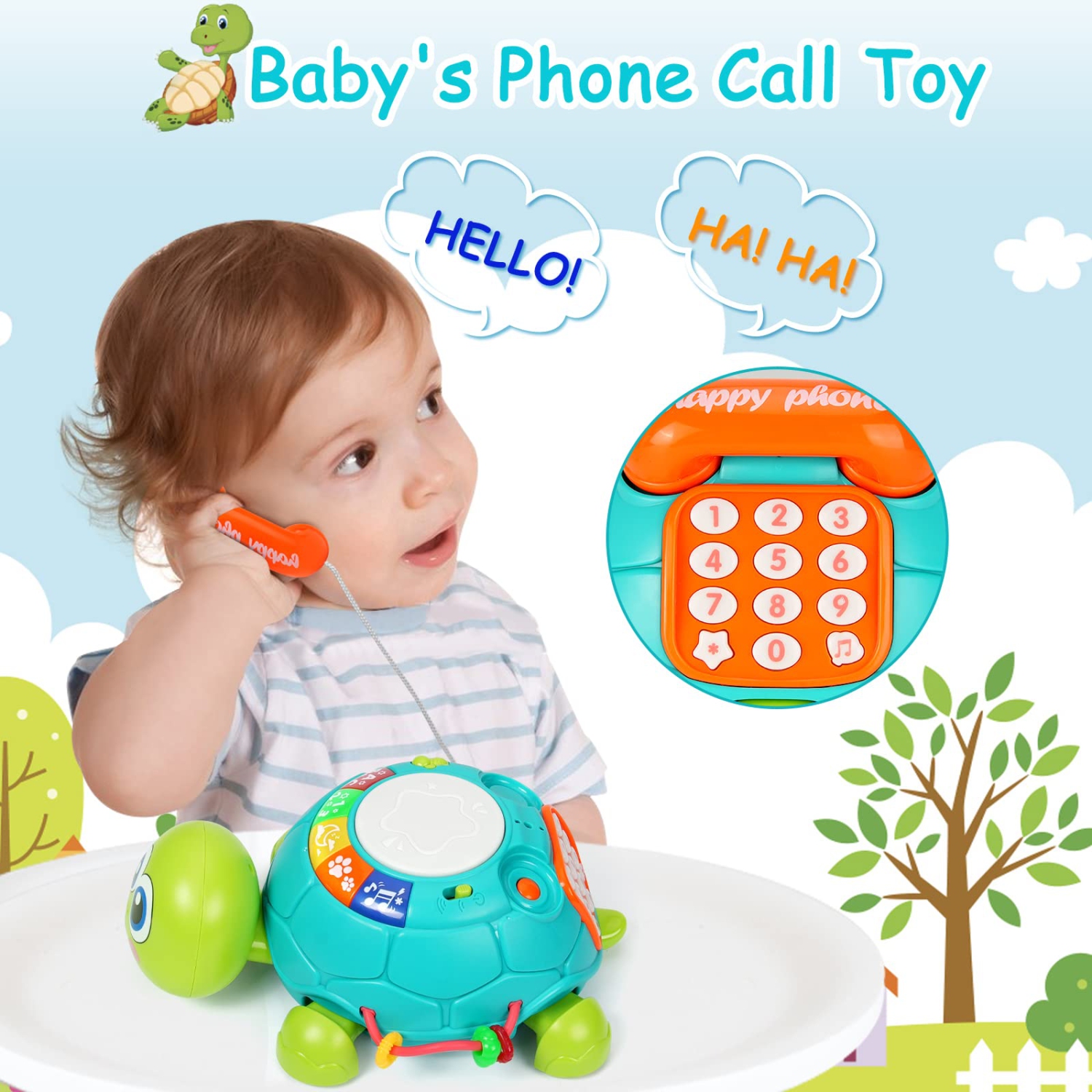 Tortue musicale pour bébé, jouet musical lumineux pour bébé, jouet à ramper, cadeau de Pâques, convient aux garçons et aux filles de 6 à 12 mois