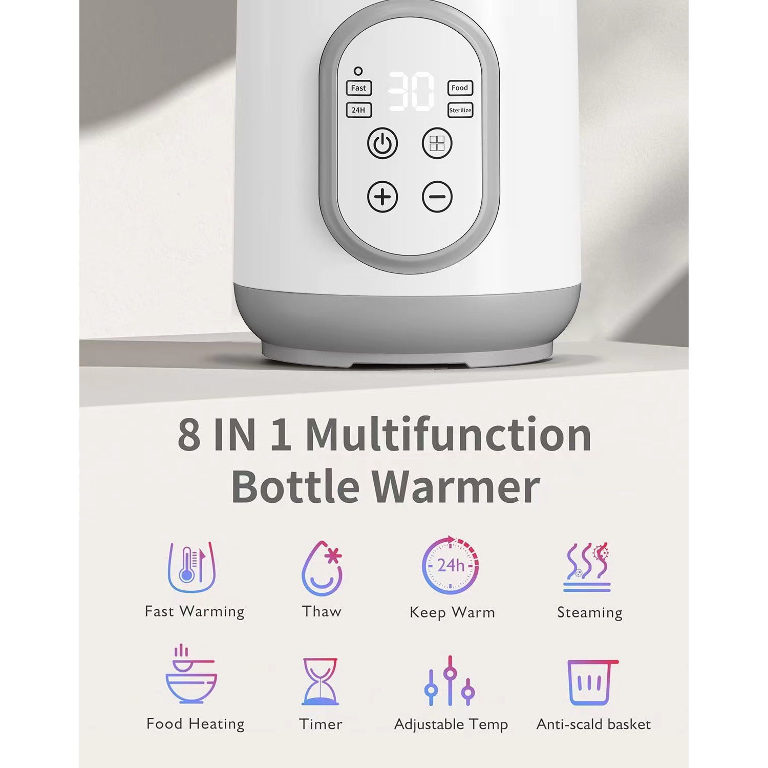 Portable Bottle Heater, Fully Automatic Milk Warmer with Smart Display, Suitable for New Moms and Dads