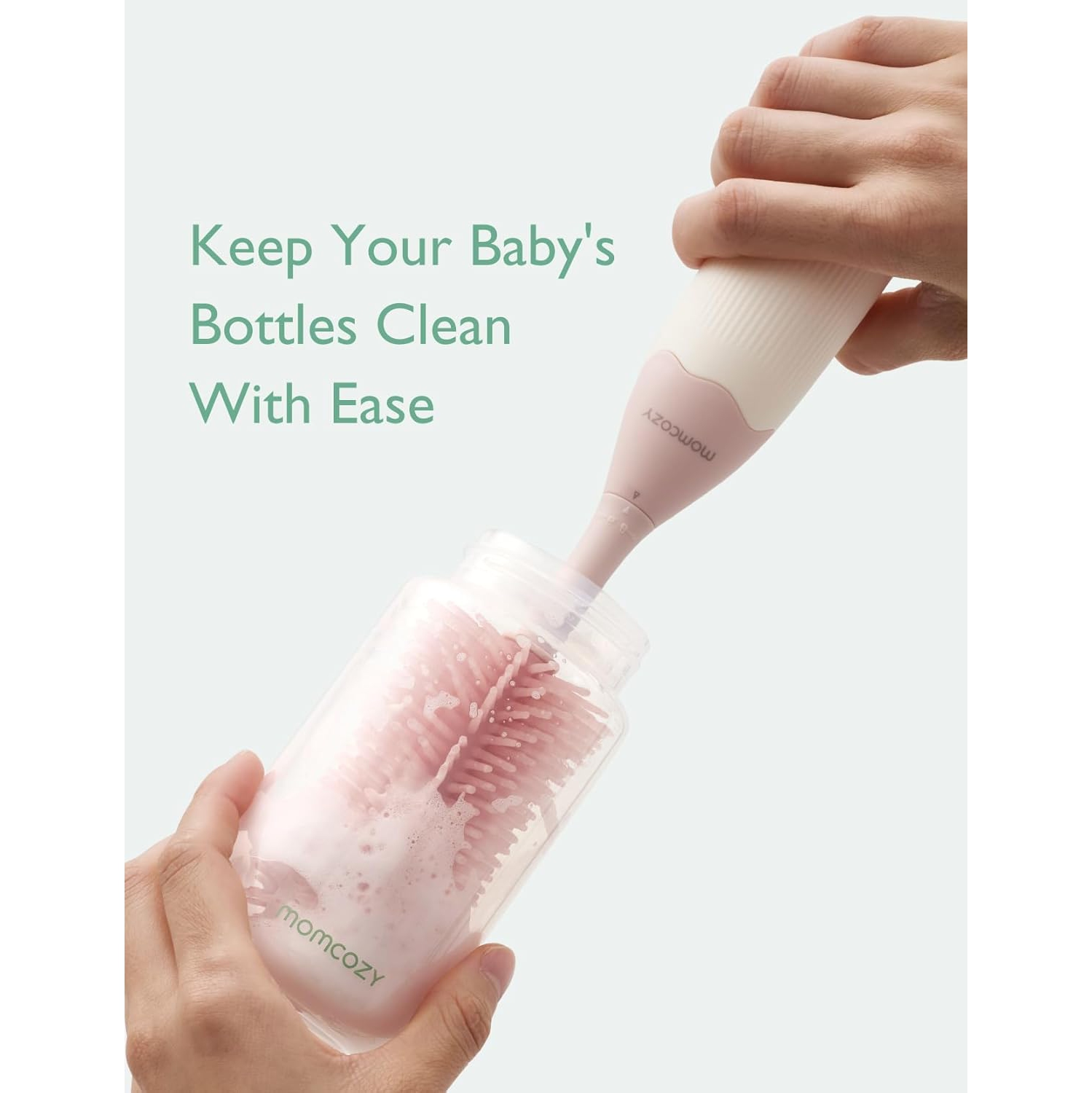 Momcozy Breast Pump Hands Free Upgraded Mobile Flow | M9, App Discreet Control Electric Breast Pump & Momcozy Bottle Brush Kit, Innovative Push-Press