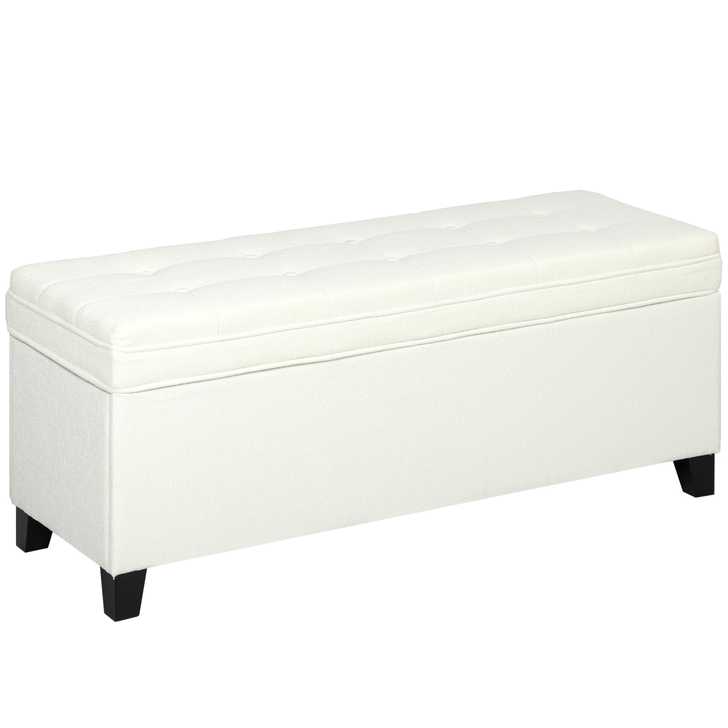 HOMCOM – Banc pouf de rangement, repose-pieds avec charnières et pattes de sécurité, banc d'extrémité, coffre de rangement en lin de 47&nbsp;po pour