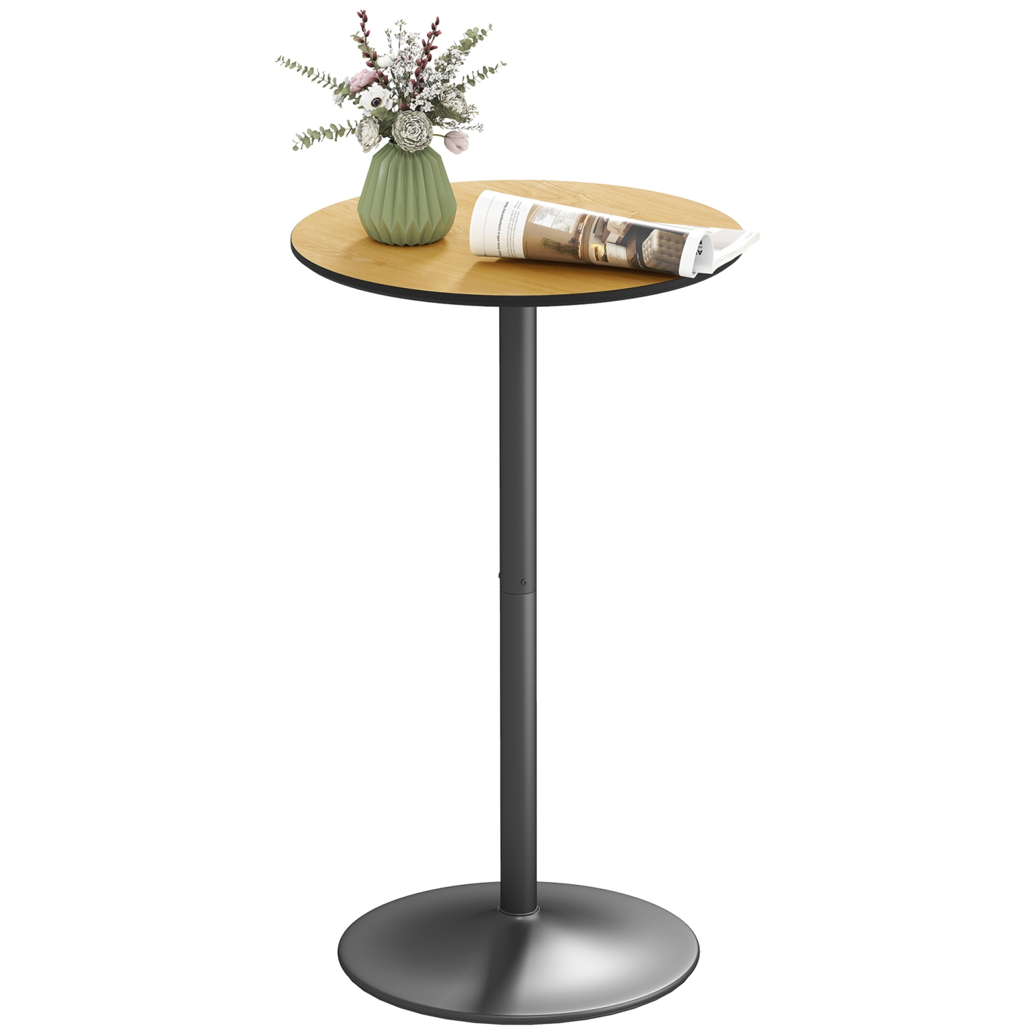 HOMCOM Round Bar Table for 2, 40.2 Inch Modern Bar Height Pub Dining Table with Steel Frame, Non-Slip Base, Easy Assembly for Living Room, Kitchen,