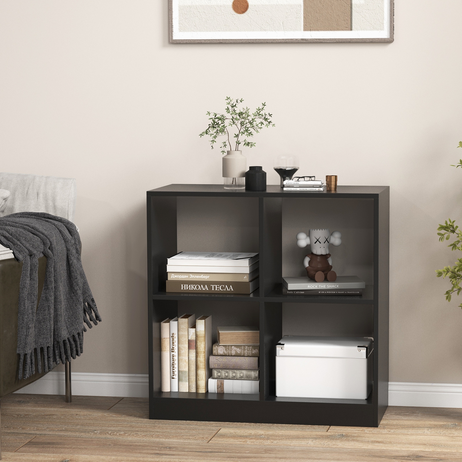 4-Cube Bookcase for Kids with Open Shelves, Ideal for Books and Playroom Storage
