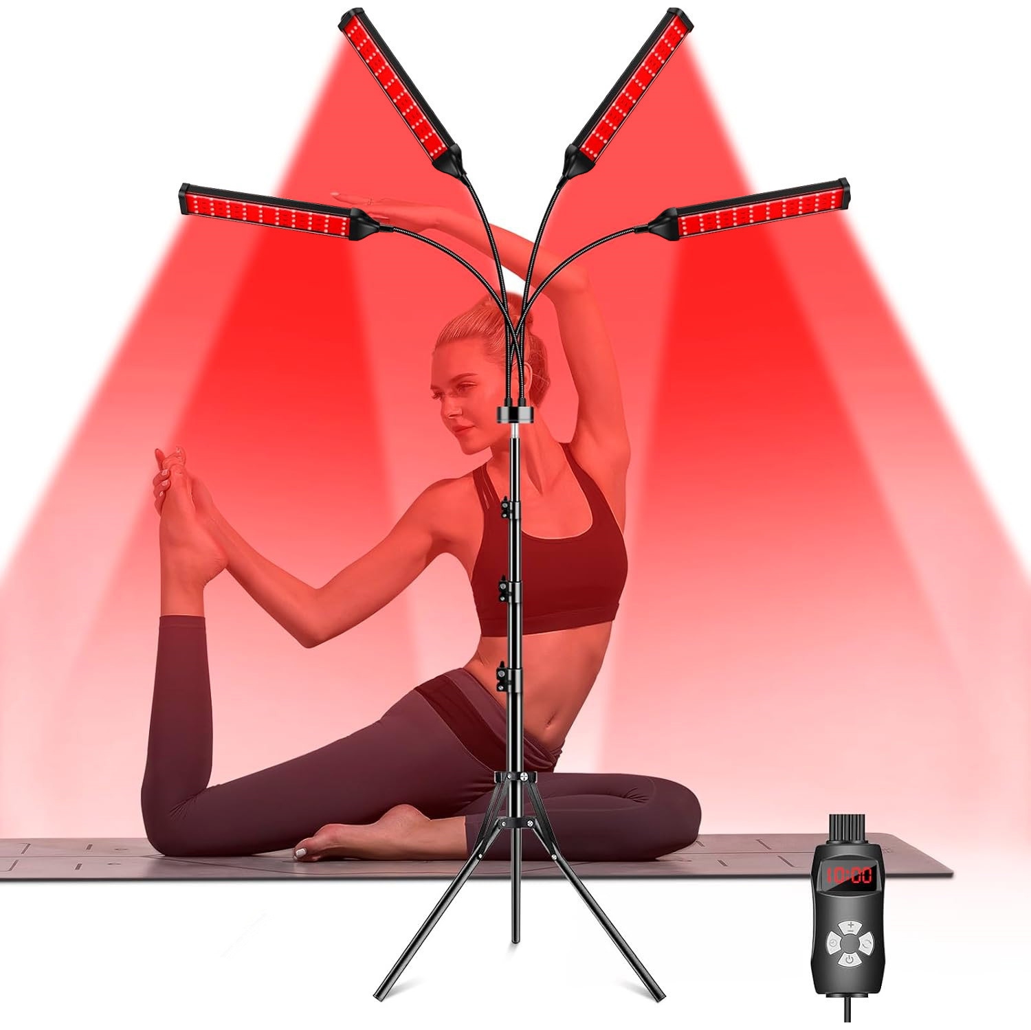 Red Light Therapy for Face and Body, 180 LED Infrared Red Light Therapy Device, Four Head Red Light Therapy Lamp with Adjustable Stand, 660nm Red and