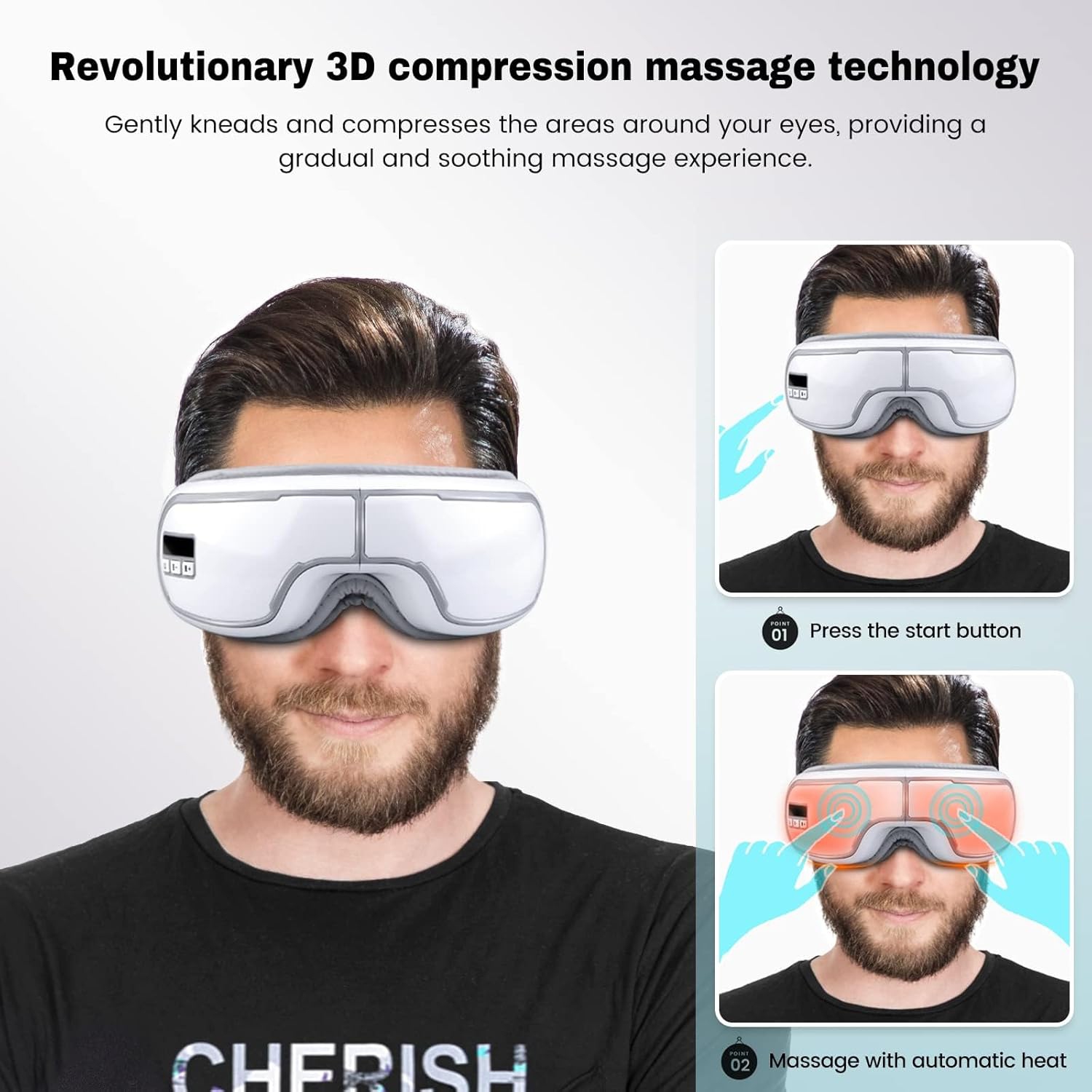 Masseur pour les yeux avec compression de musique, masque de massage réglable pour femmes, appareil de massage pour les yeux pour Migraine Reduce