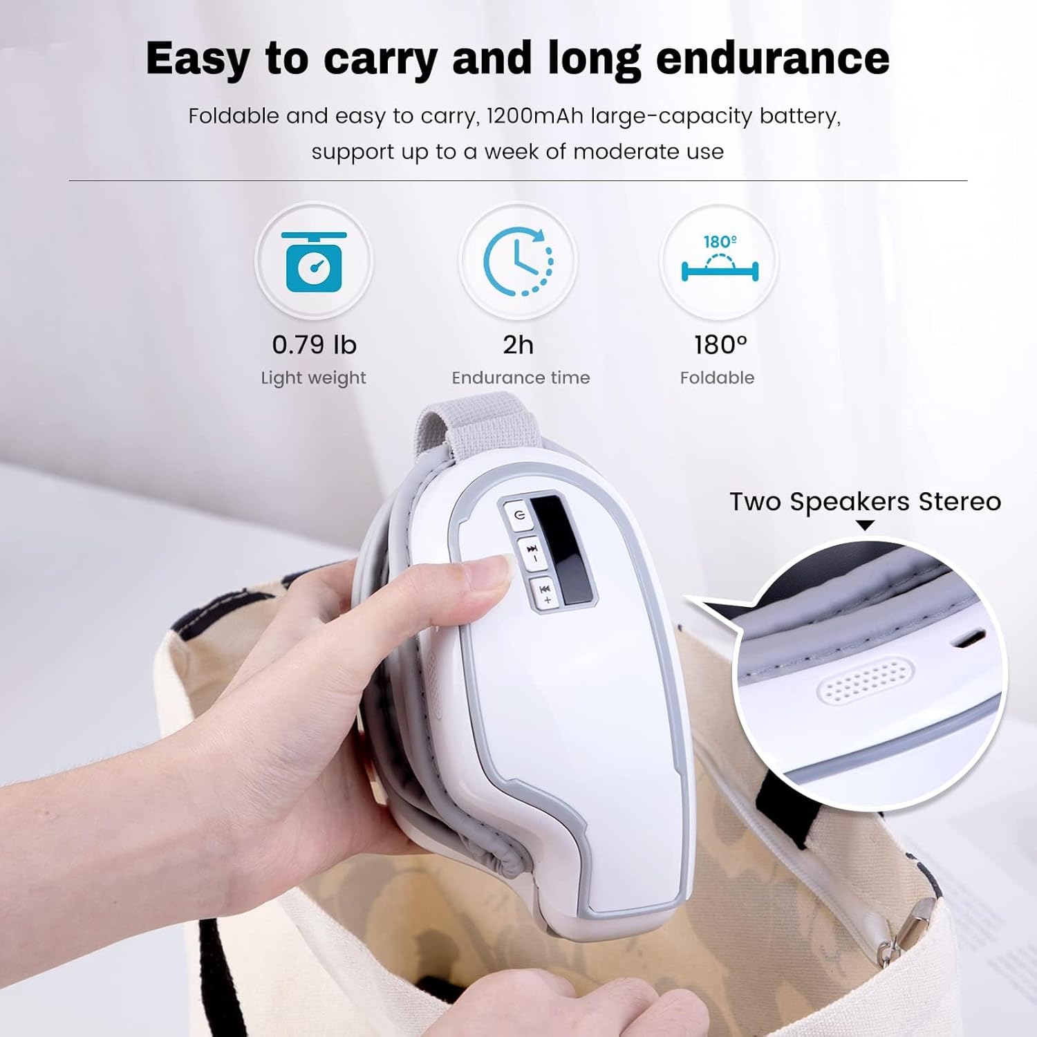 Masseur pour les yeux avec compression de musique, masque de massage réglable pour femmes, appareil de massage pour les yeux pour Migraine Reduce