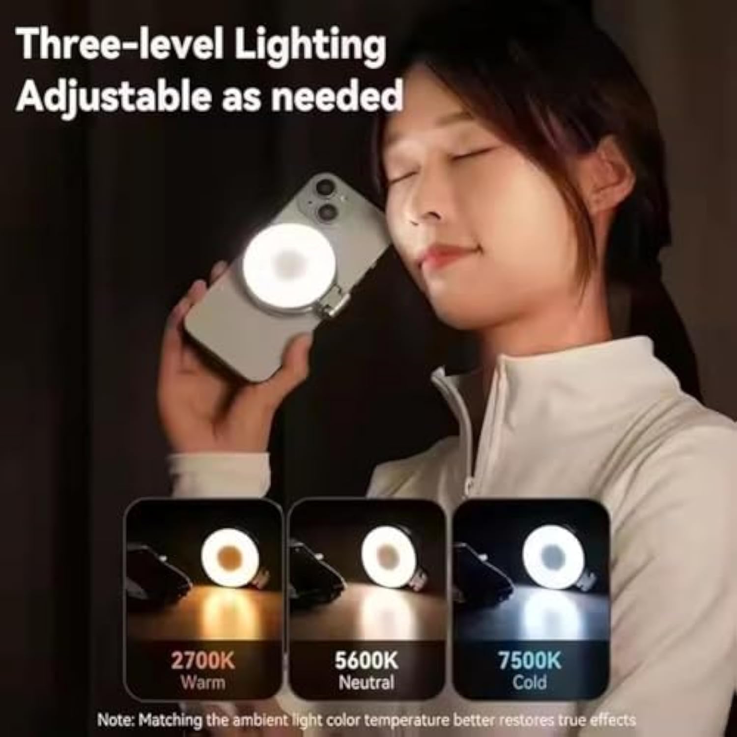 YOULIGHTS – Lampe à égoportrait magnétique 3-en-1 pour téléphones, lampe magnétique pliable avec miroir pour égoportraits et support pour téléphone,