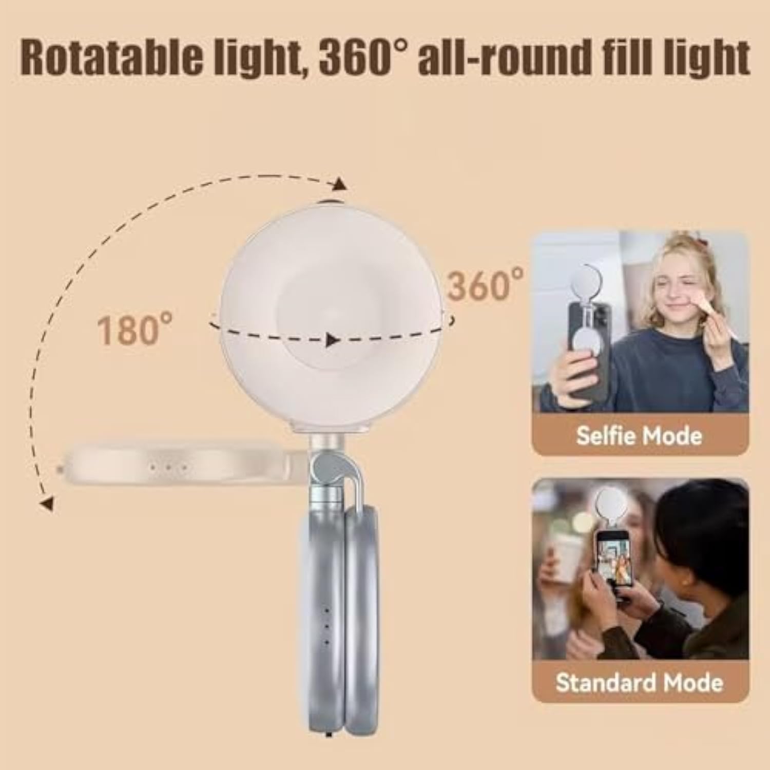 YOULIGHTS – Lampe à égoportrait magnétique 3-en-1 pour téléphones, lampe magnétique pliable avec miroir pour égoportraits et support pour téléphone,