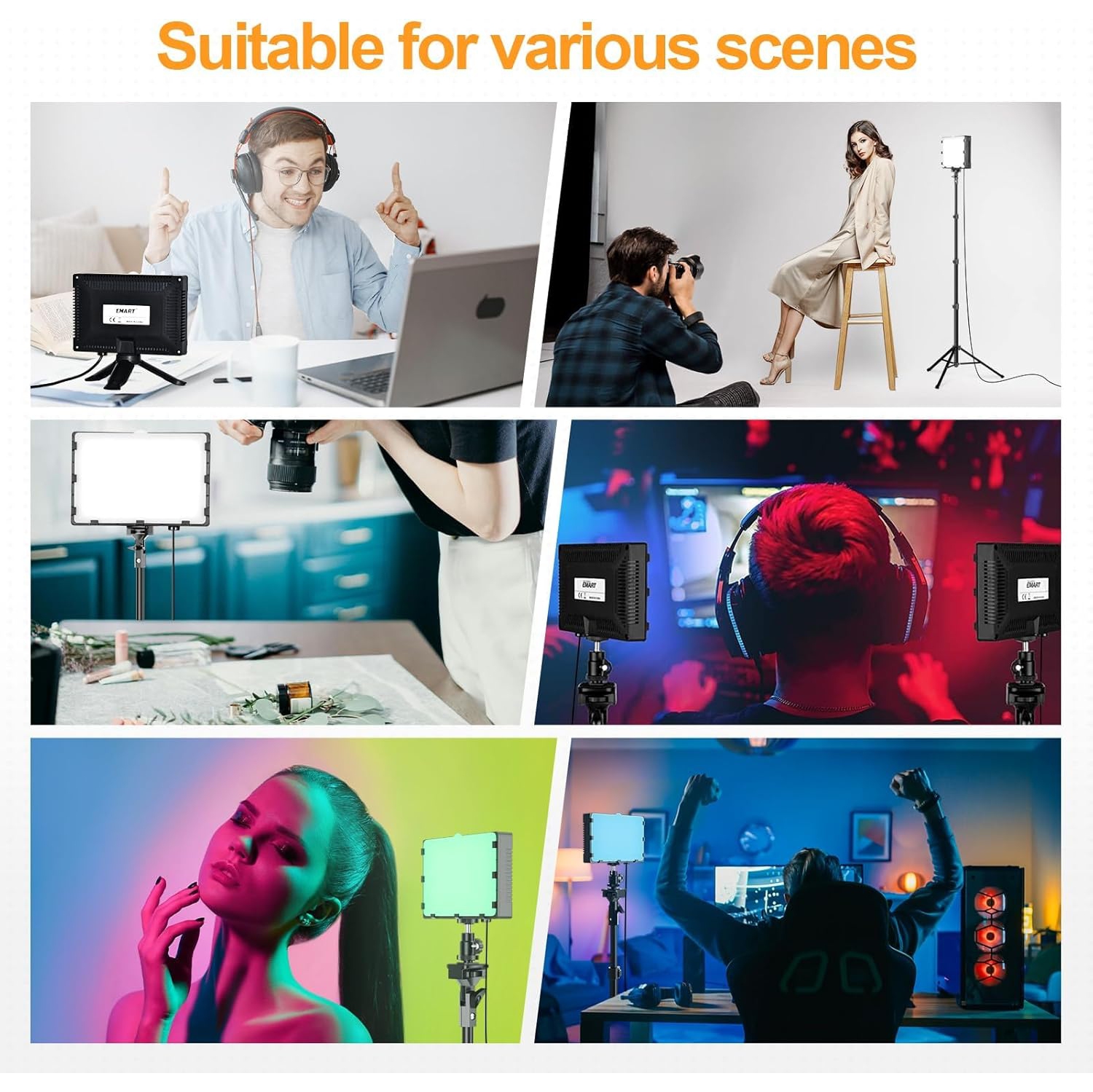 YOULIGHTS Led Photography Lighting Kit, 2 Pcs Dimmable Continuous Portable Studio Light with 54 inch Adjustable Tripod Stand