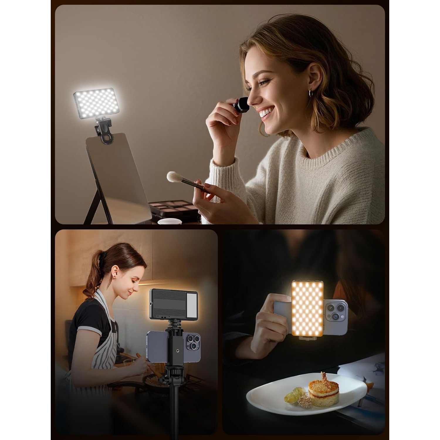 YOULIGHTS Video Conference Lighting Dual-Sided, Stepless Dial Adjustment, 3000mAh Rechargeable, Portable Clip-on Design