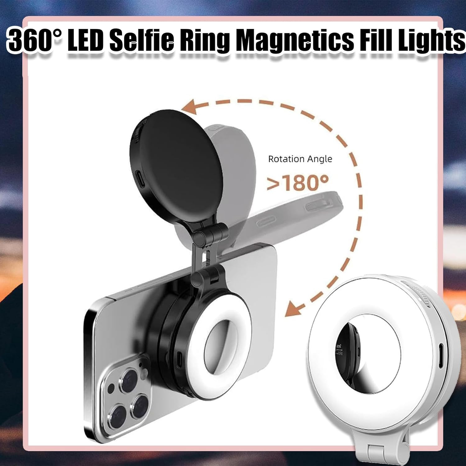 YOULIGHTS – Lampe à égoportrait magnétique de beauté 3-en-1 pour téléphone, lampes magnétiques pliables à 360° LED pour téléphone, 360 anneau