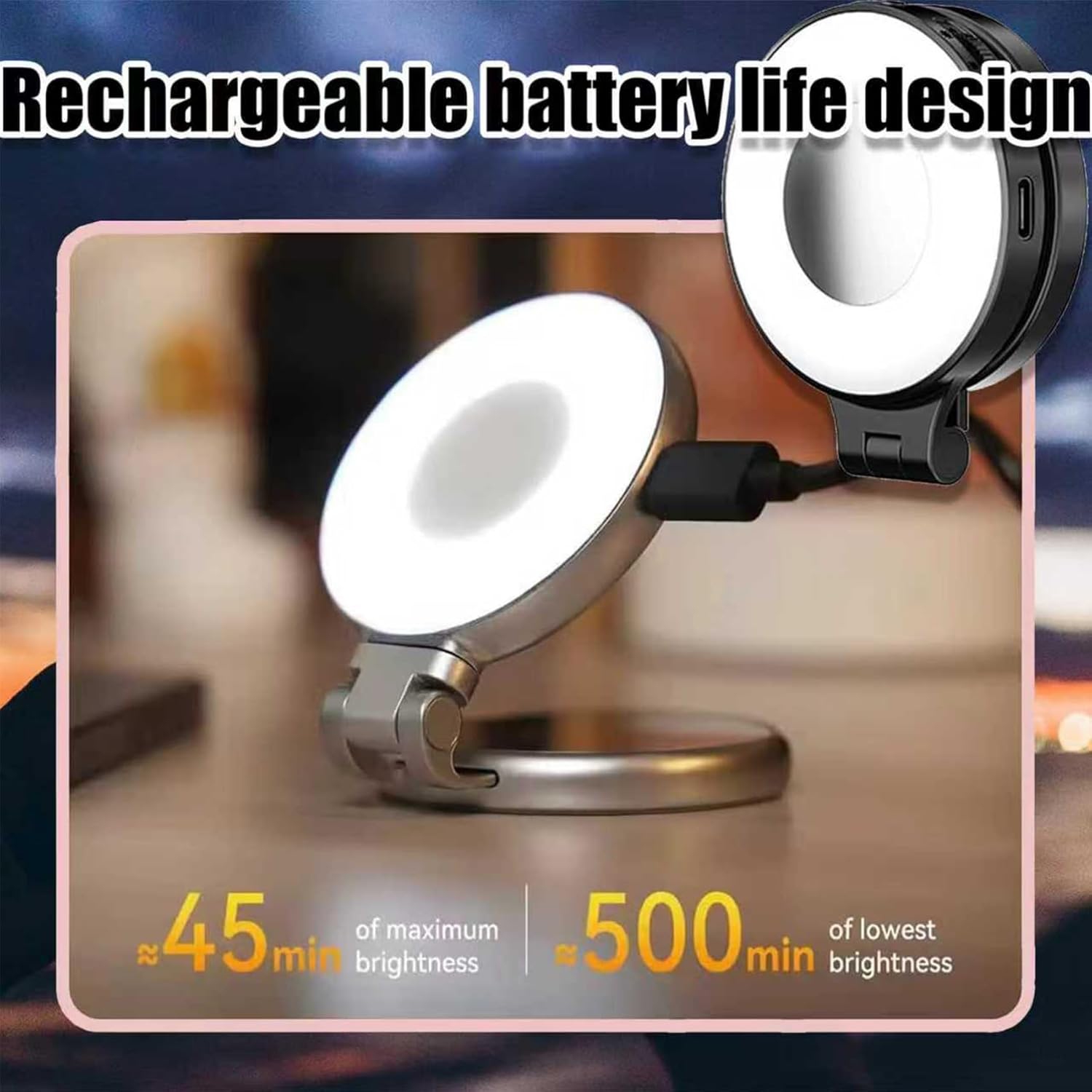 YOULIGHTS – Lampe à égoportrait magnétique de beauté 3-en-1 pour téléphone, lampes magnétiques pliables à 360° LED pour téléphone, 360 anneau