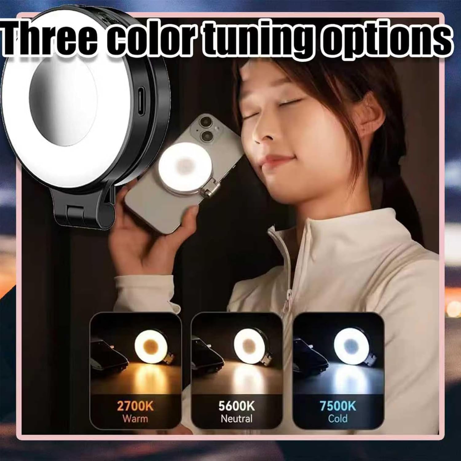 YOULIGHTS – Lampe à égoportrait magnétique de beauté 3-en-1 pour téléphone, lampes magnétiques pliables à 360° LED pour téléphone, 360 anneau