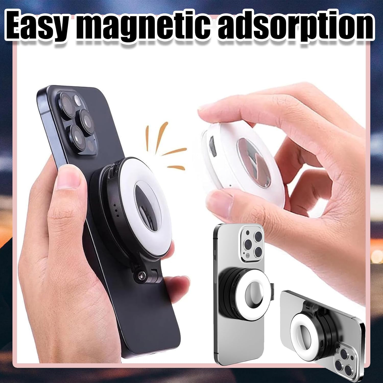 YOULIGHTS – Lampe à égoportrait magnétique de beauté 3-en-1 pour téléphone, lampes magnétiques pliables à 360° LED pour téléphone, 360 anneau