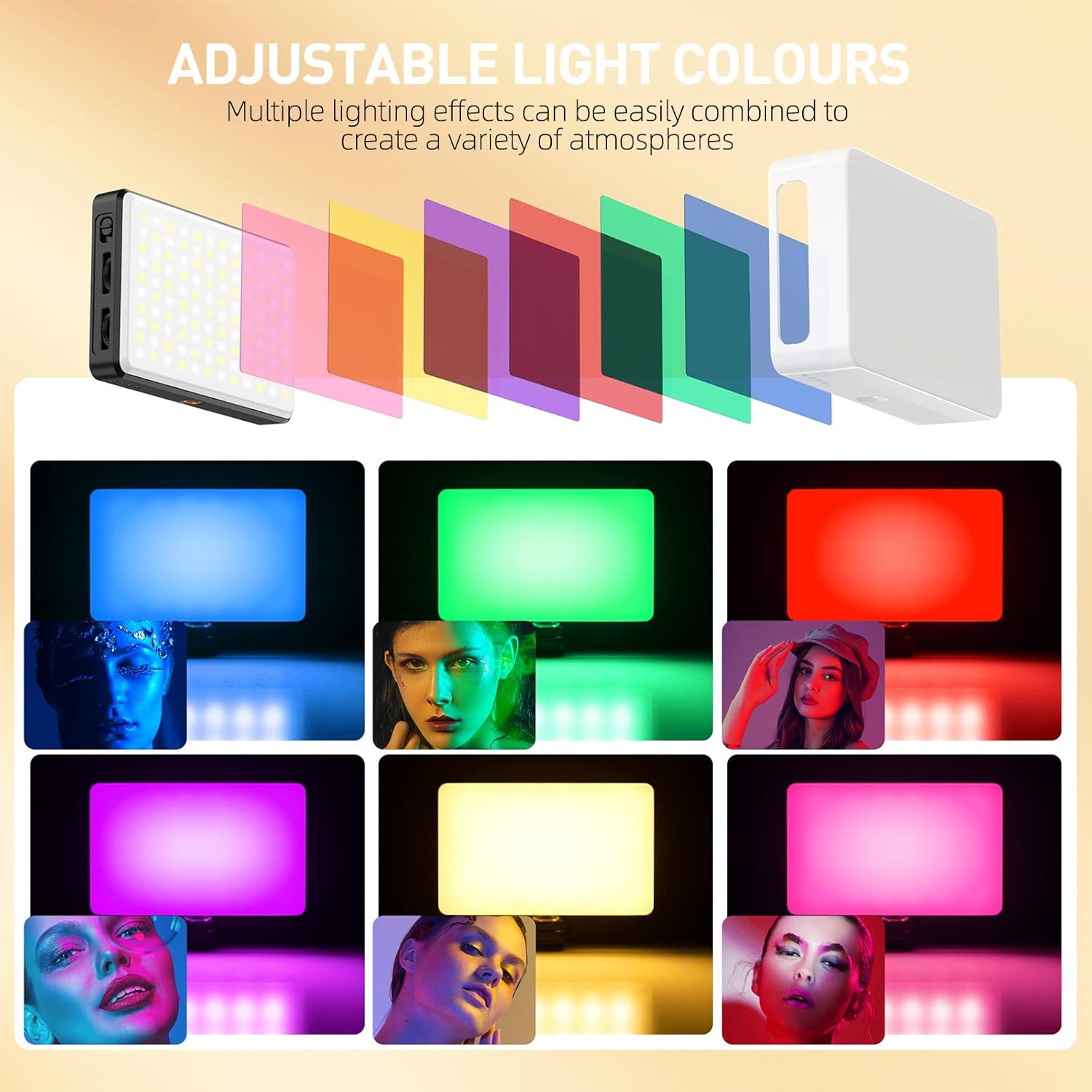 YOULIGHTS 120 Lampe pour téléphone LED, Lampe à égoportrait pour iPhone, Lampe vidéo rechargeable 5000Mah pour téléphone, appareil photo, portable,