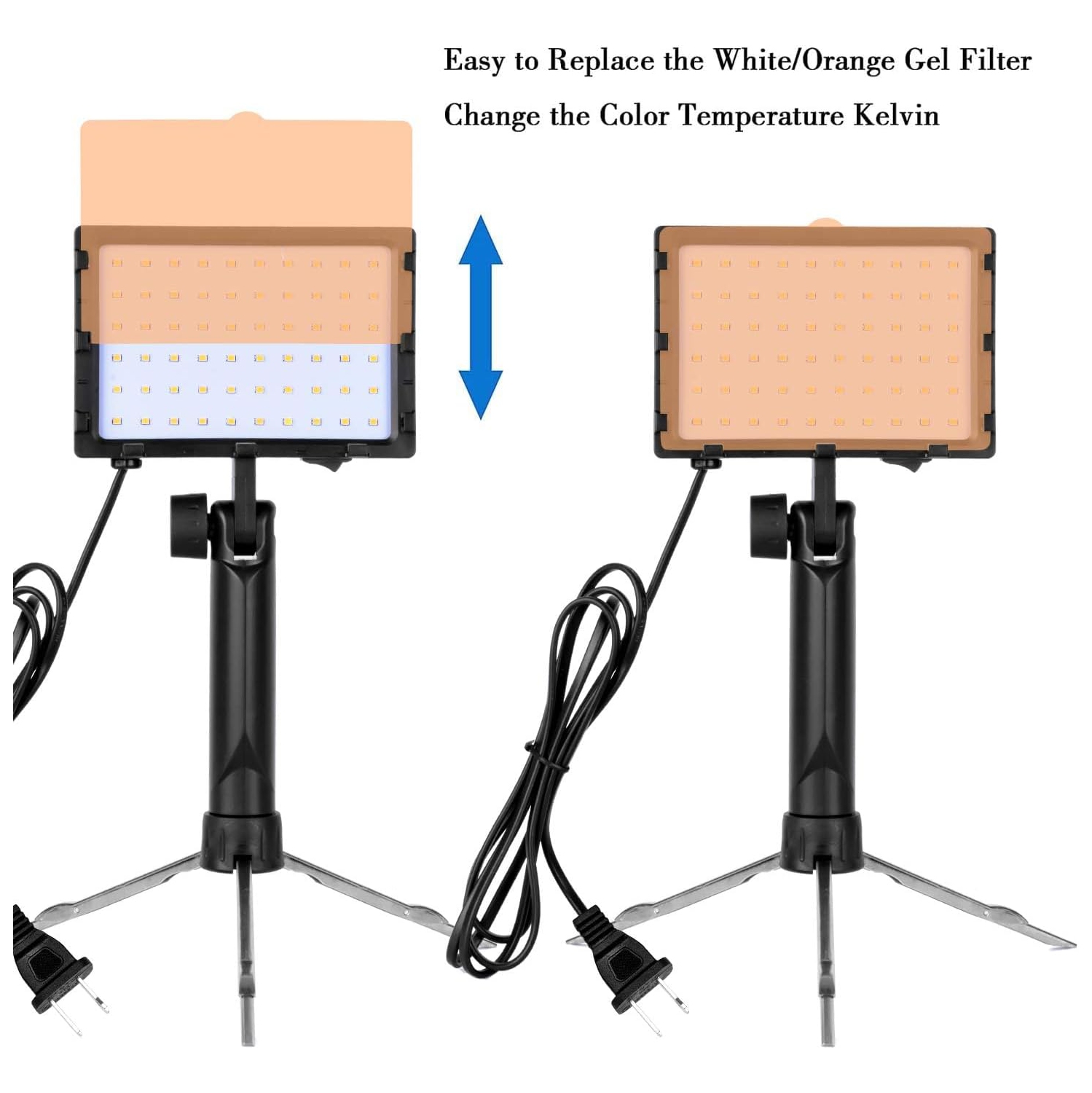 Trousse d'éclairage portatif continu pour photographie de YOULIGHTS avec trépied réglable et filtres de couleur, paquet de 2
