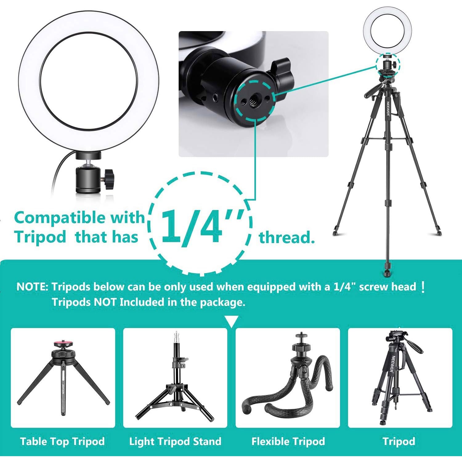 YOULIGHTS Ring Light OEBLD Dimmable with 3 Light Modes & 10 Brightness Level LED Ring Fill Lights