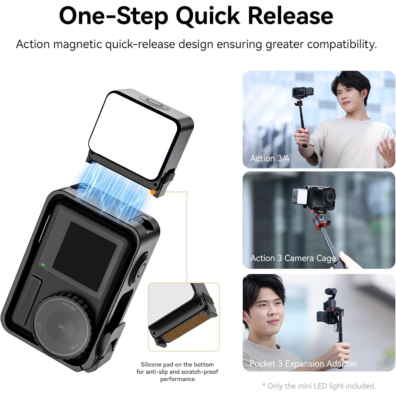 YOULIGHTS Magnetic Photography Fill Lighting for DJI Osmo Action 3/4 Camera Cage Accessories and Ulanzi PK-06 Pocket 3/4 Expansion Adapter