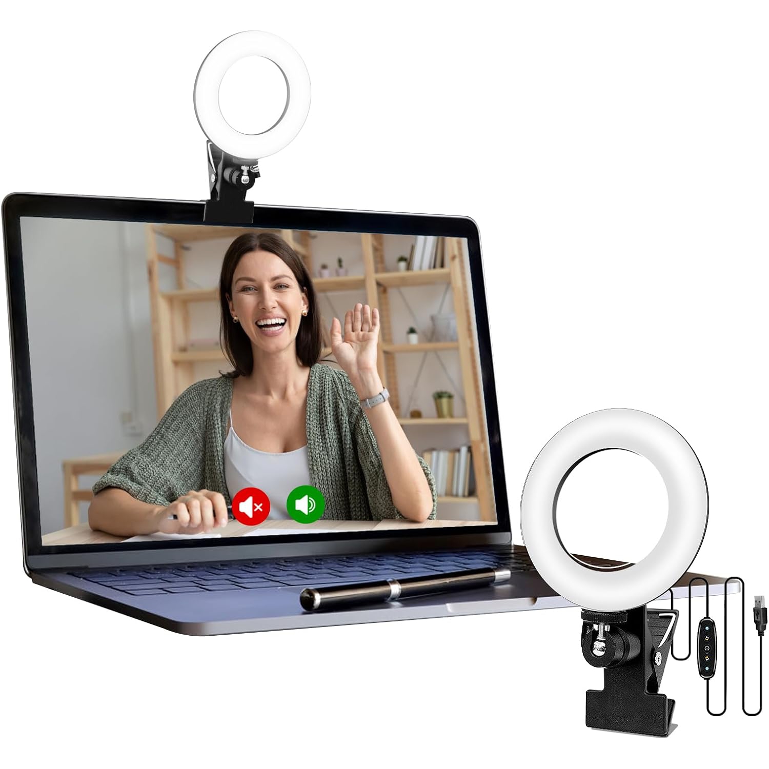YOULIGHTS Video Conference Lighting Kit, Ring Light for Monitor Clip On,for Remote Working, Distance Learning,Zoom Call, Self Broadcasting