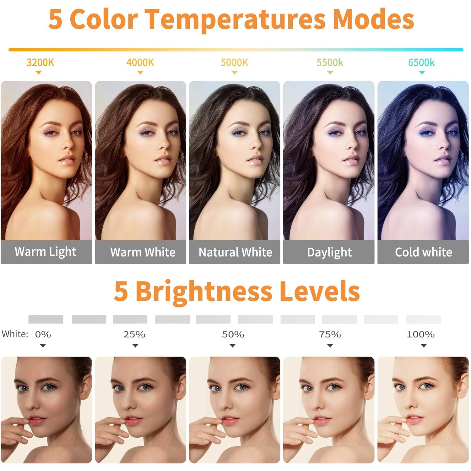 YOULIGHTS Video Conference Lighting Kit, Ring Light Clip on Laptop Monitor with 5 Dimmable Color & 5 Brightness Level