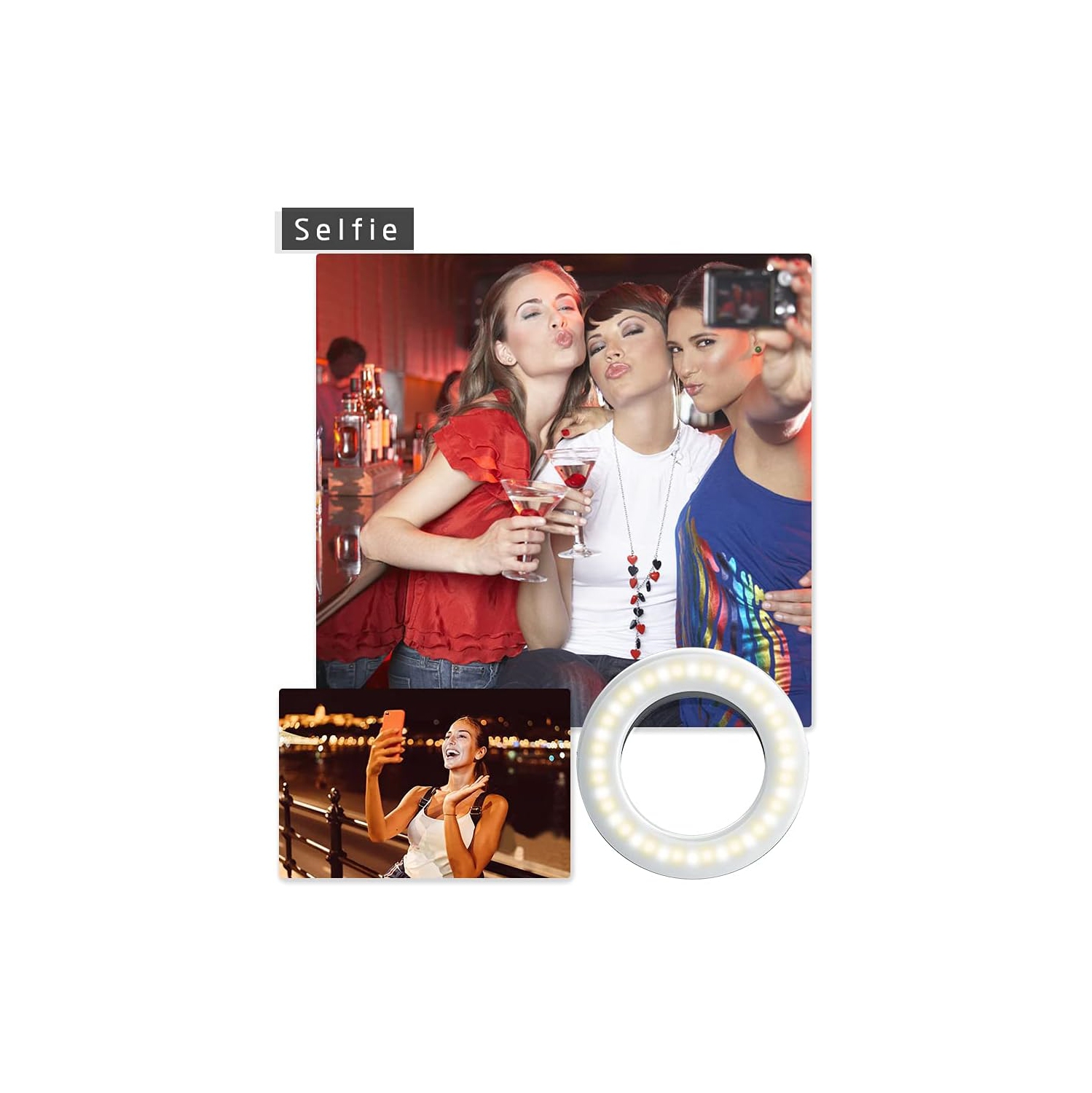 Lampe d'appoint portative rechargeable à pince pour égoportraits XINBAOHONG de YOULIGHTS avec 40 LED pour téléphone intelligent, photo et vidéo