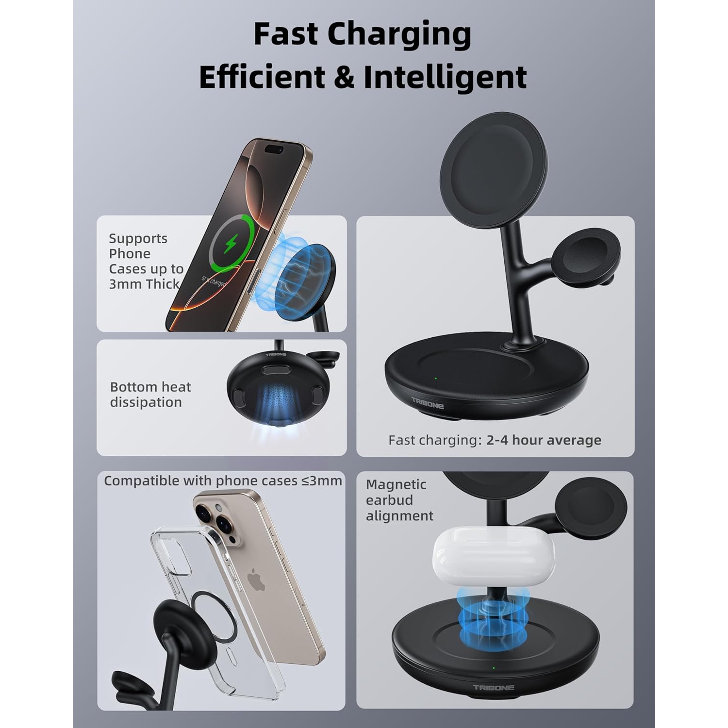 Support de chargement magnétique sans fil 3-en-1 de YOULIGHTS