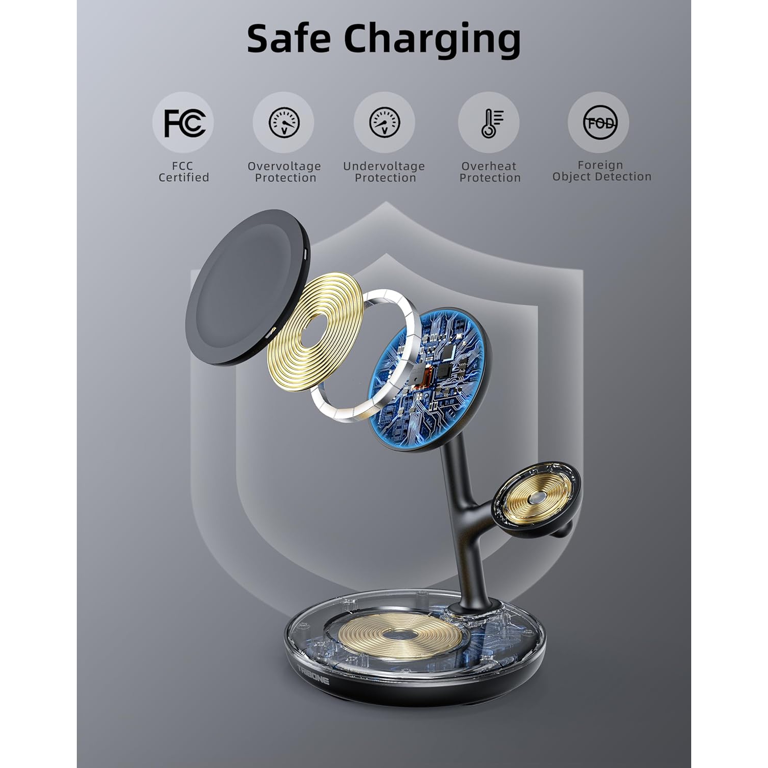 Support de chargement magnétique sans fil 3-en-1 de YOULIGHTS