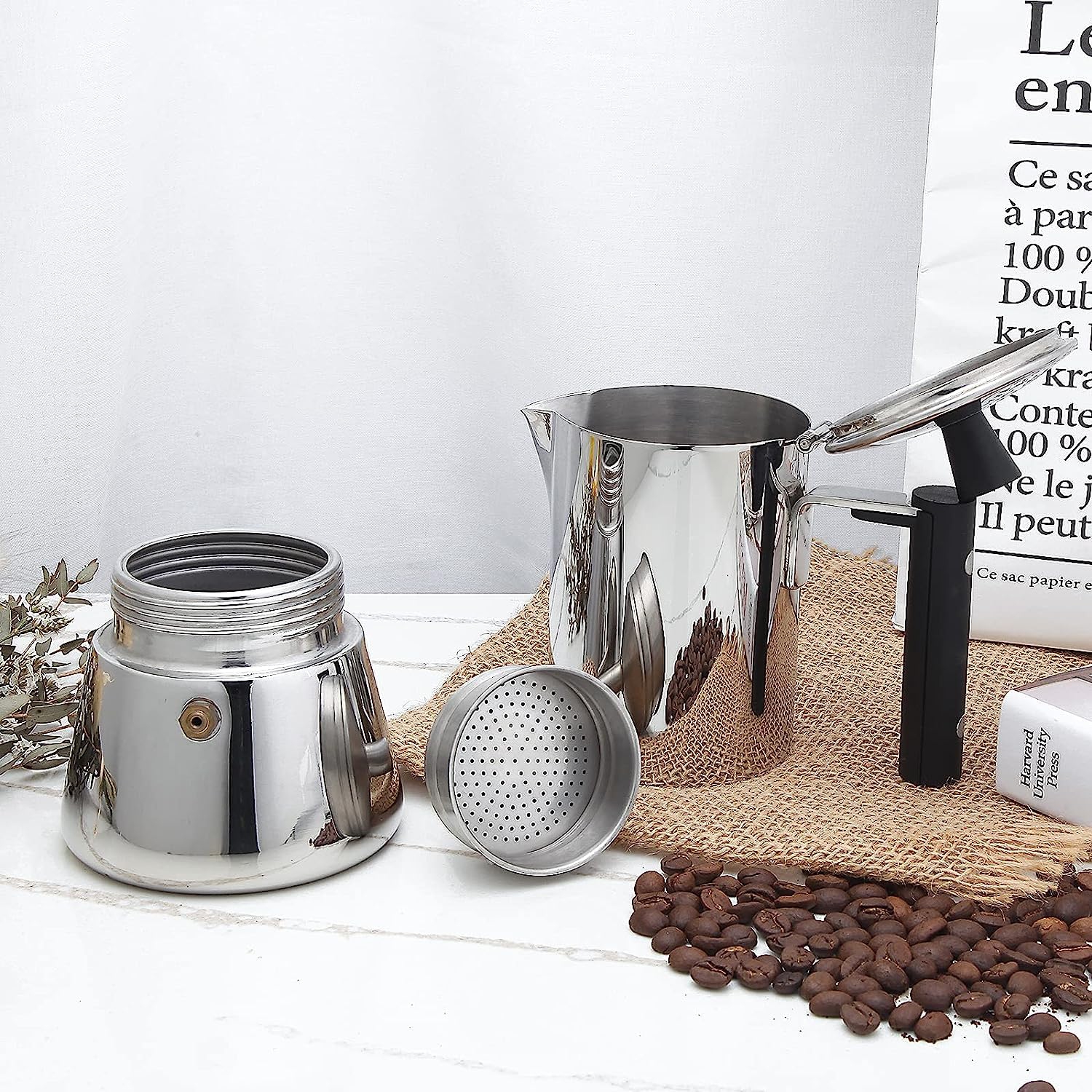 Easyworkz Pedro Stovetop Espresso Maker 4-6Cup 300ml Stainless Steel Italian Coffee Machine Maker Induction Moka Pot