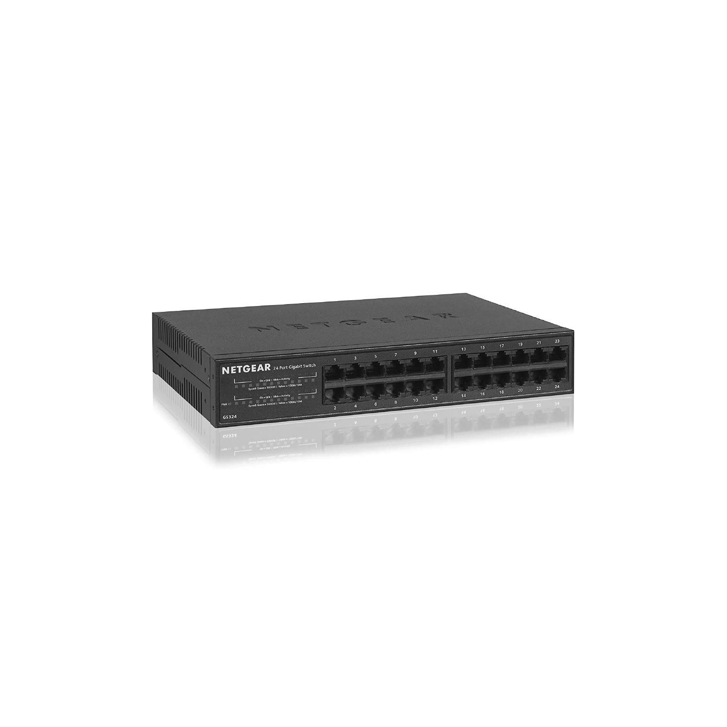 Remis à neuf – Commutateur non géré Ethernet GS324 de NETGEAR | Gigabit 24 ports | Plug and Play | Montage sur bâti