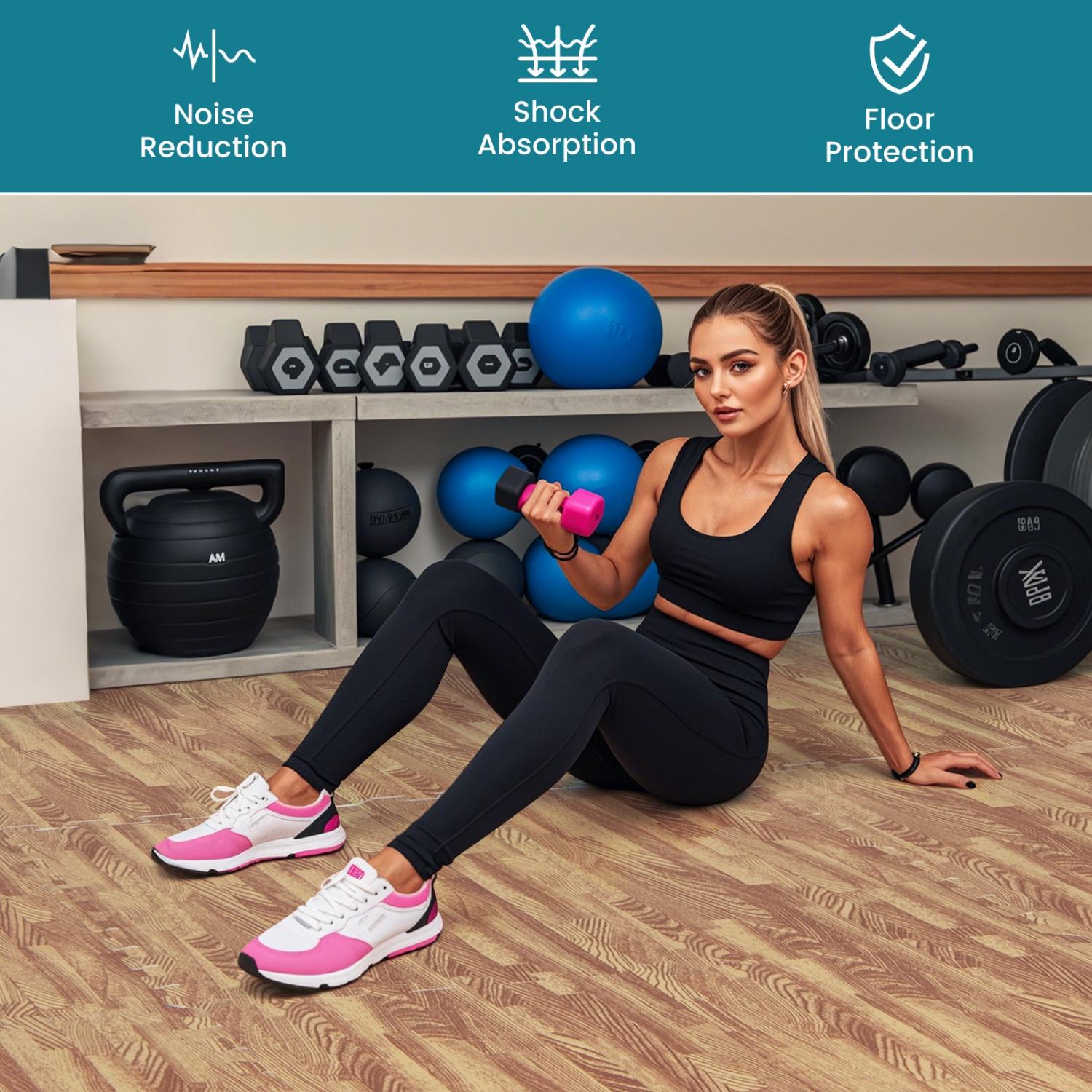 Gymax 25 Tiles Wood Grain EVA Foam Floor Mats Interlocking w/ Borders 24'' Natural