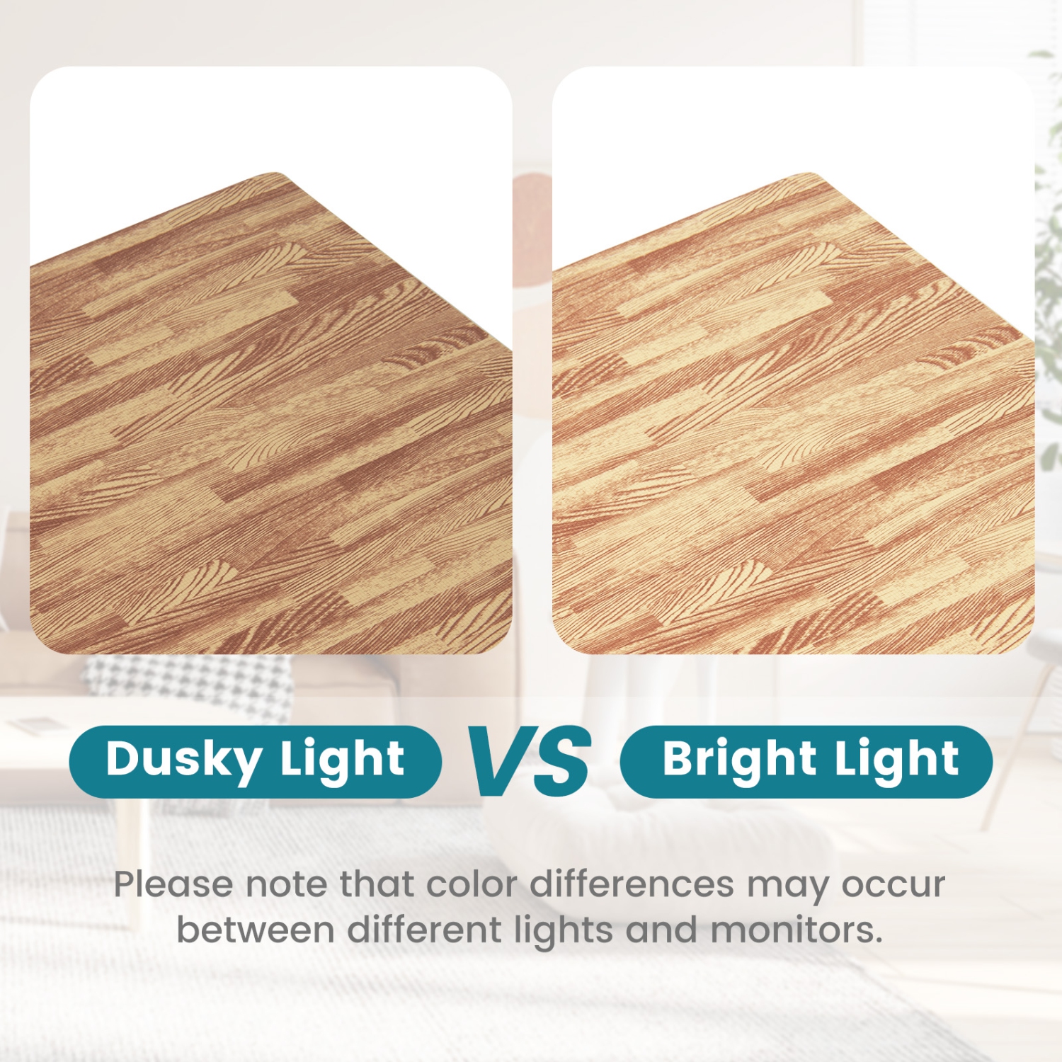 Gymax 25 Tiles Wood Grain EVA Foam Floor Mats Interlocking w/ Borders 24'' Natural