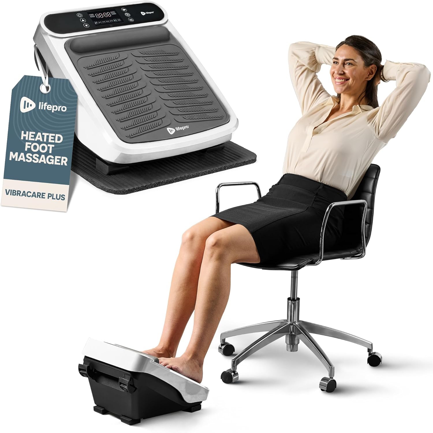 LifePro Foot Massager for Neuropathy – Heated Foot & Calf Massager for Pain Relief, Blood Circulation & Relaxation – 5 Programs, 30 Intensity Levels,