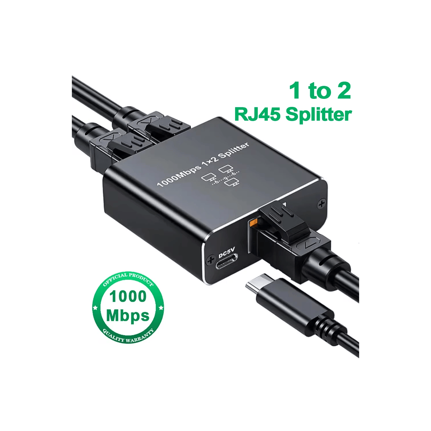 RJ45 1 to 2 splitter - Gigabit Ethernet 1000 Mbps