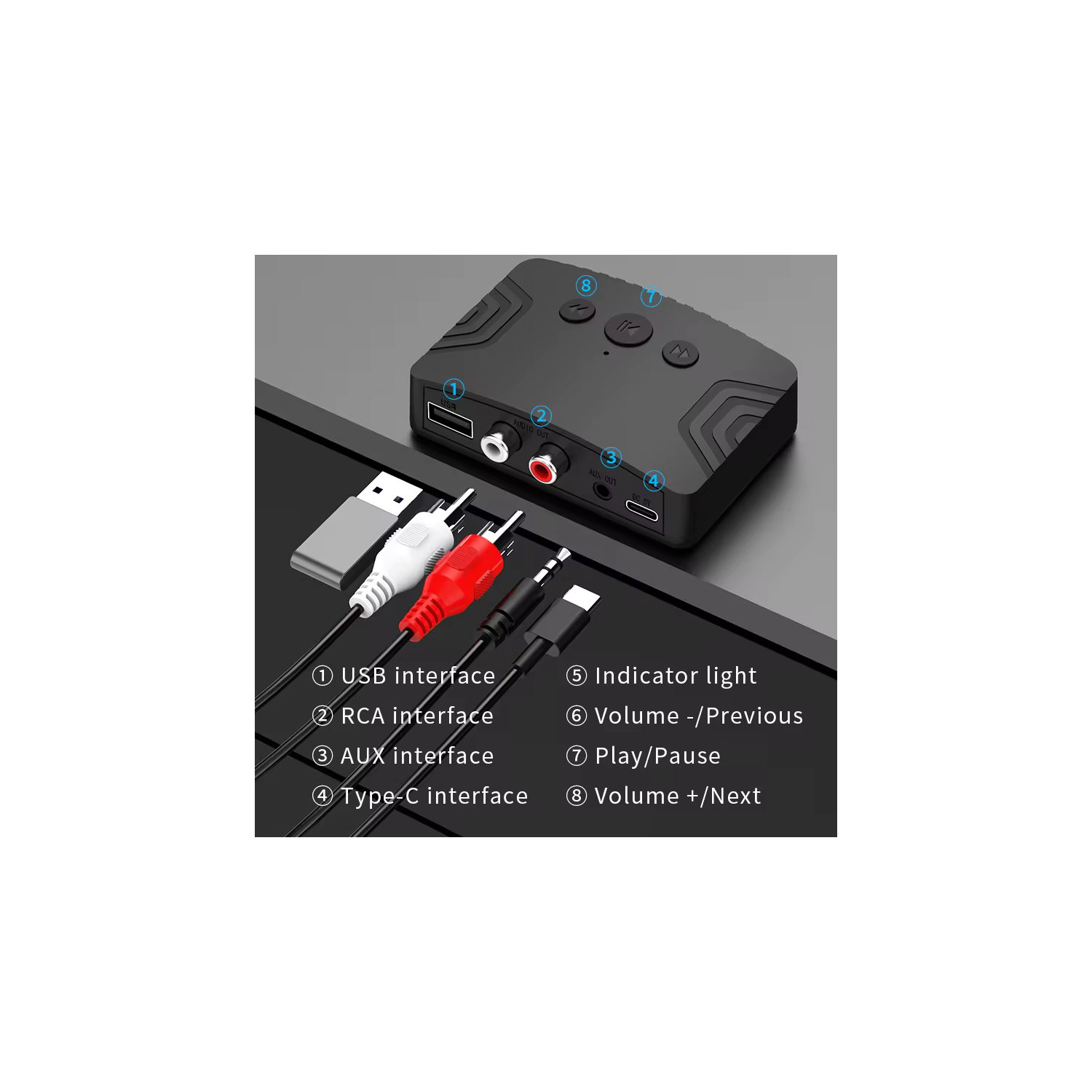 Récepteur audio Bluetooth 5,3 - Adaptateur de musique stéréo sans fil