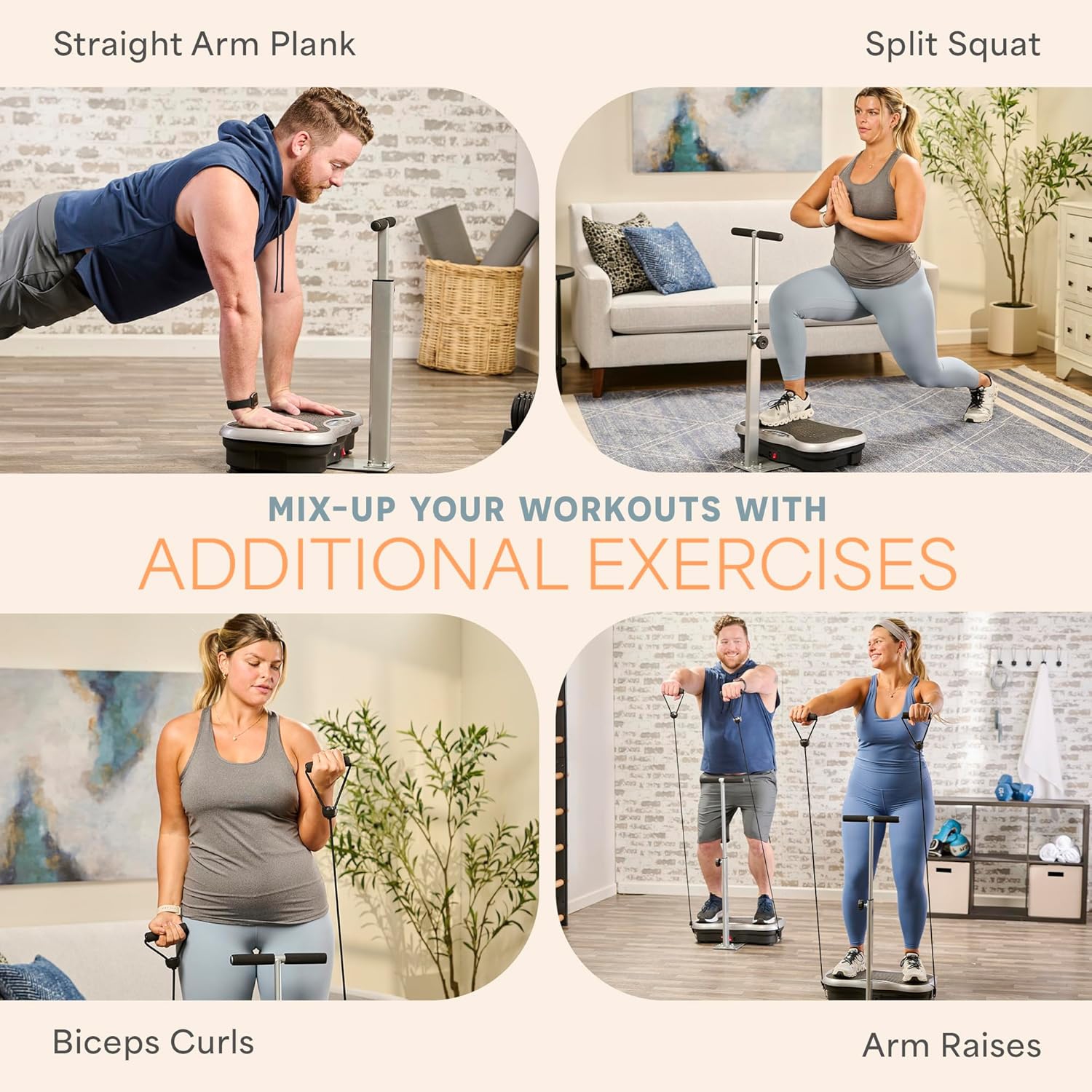 Plaque vibrante TrimLite de Lifepro avec guidon – Appareil d'exercice complet pour drainer les lymphatiques – 99 vitesses, haut-parleur Bluetooth,