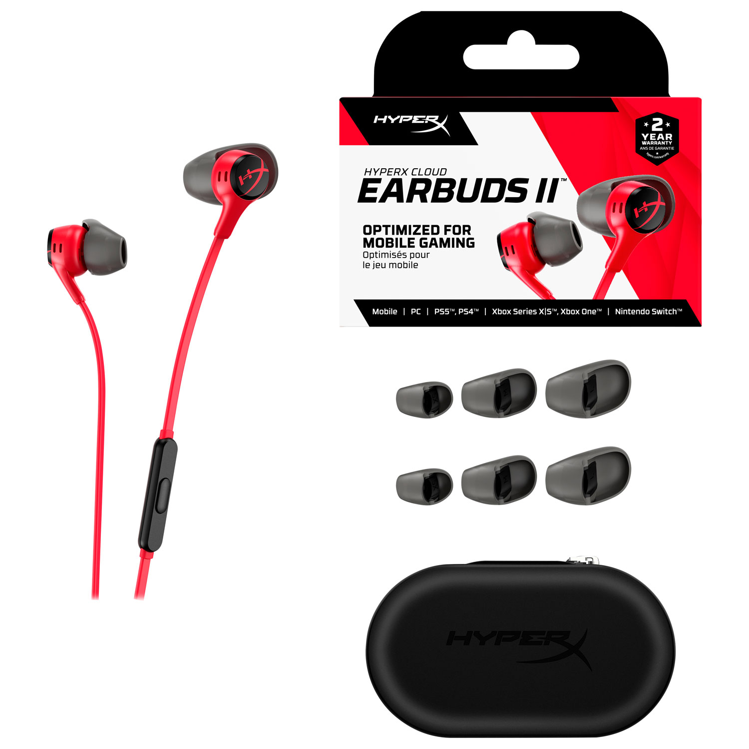 Hyperx Cloud II In-Ear Gaming Earbuds with Microphone - Red