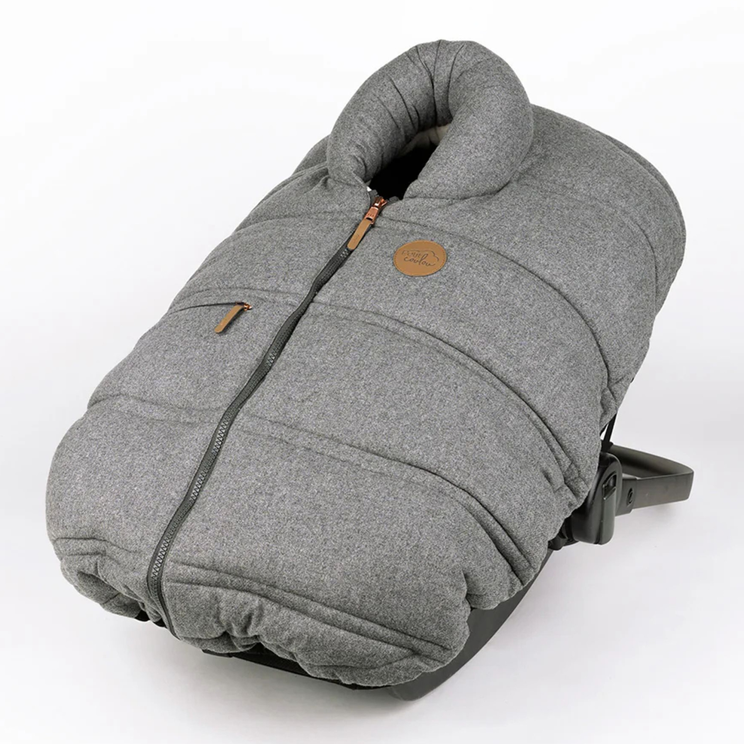 Housse d'hiver pour sièges d'auto pour bébé de Petit Coulou Wool - Gris ardoise