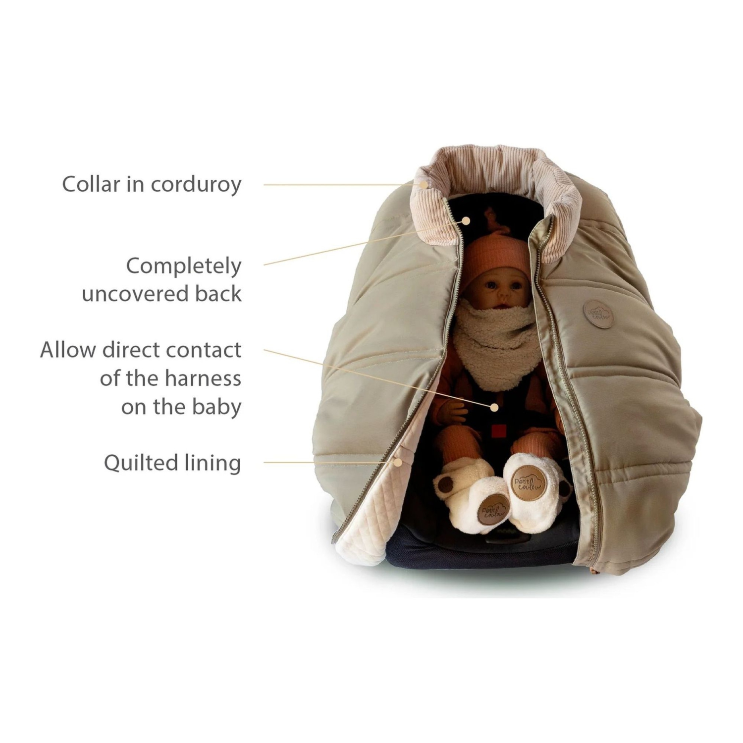 Petit Coulou Lightweight Cover for Infant Car Seats - Lichen