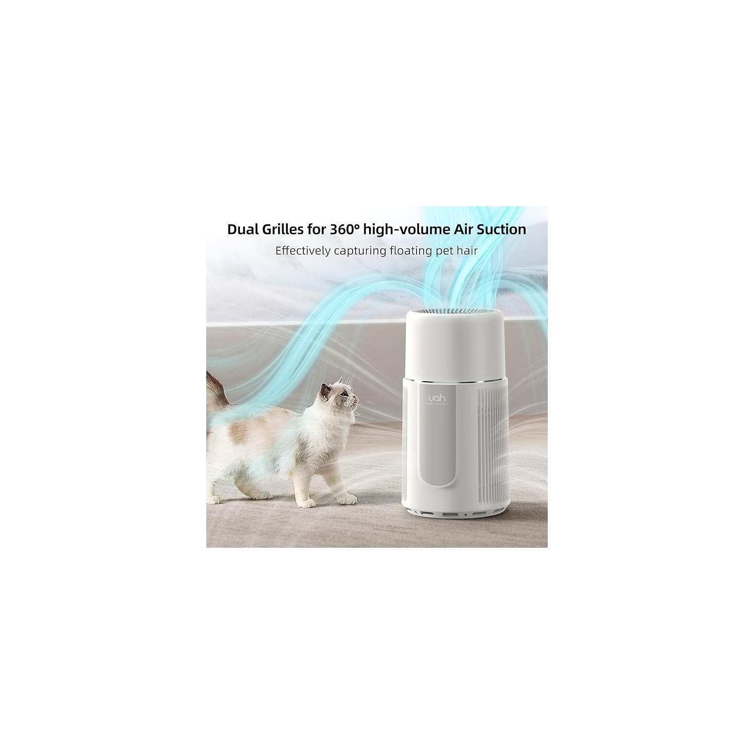 uahpet Air Purifiers for Pets, Dogs Cats Air Purifiers with Air Quality and 3 Mode Fan Speed, HEPA Filter Air Purifiers for Pets, Floating Hair,