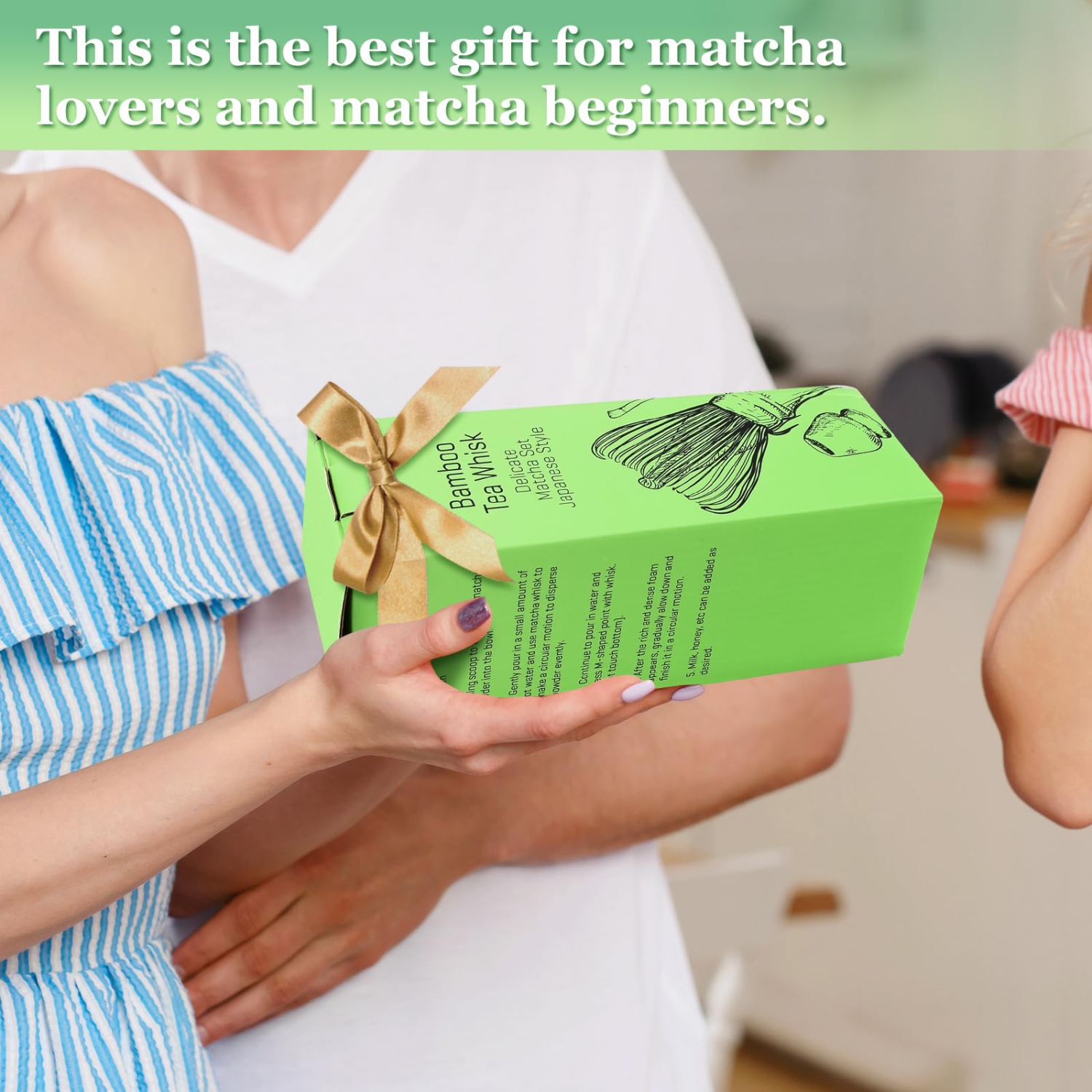 Matcha Tea Kit 5 Pieces, Matcha Set, Includes Matcha Whisk, Two Matcha Spoons, Matcha Sieve, Ceramic Stand for Whisk Best Gift for Matcha Lovers