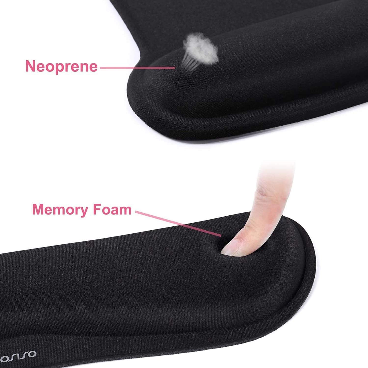 Wrist Rest Support for Mouse Pad & Keyboard Set, Ergonomic Mousepad Non-Slip Base Home/Office Pain Relief,Black
