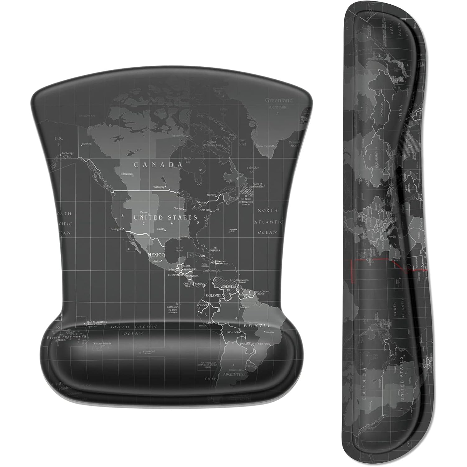 Mouse Pad Wrist Support Keyboard Wrist Rest Pad Ergonomic Mousepad, Non-Slip Memory Foam Pain Relief for PC Laptop Gaming Office, Map