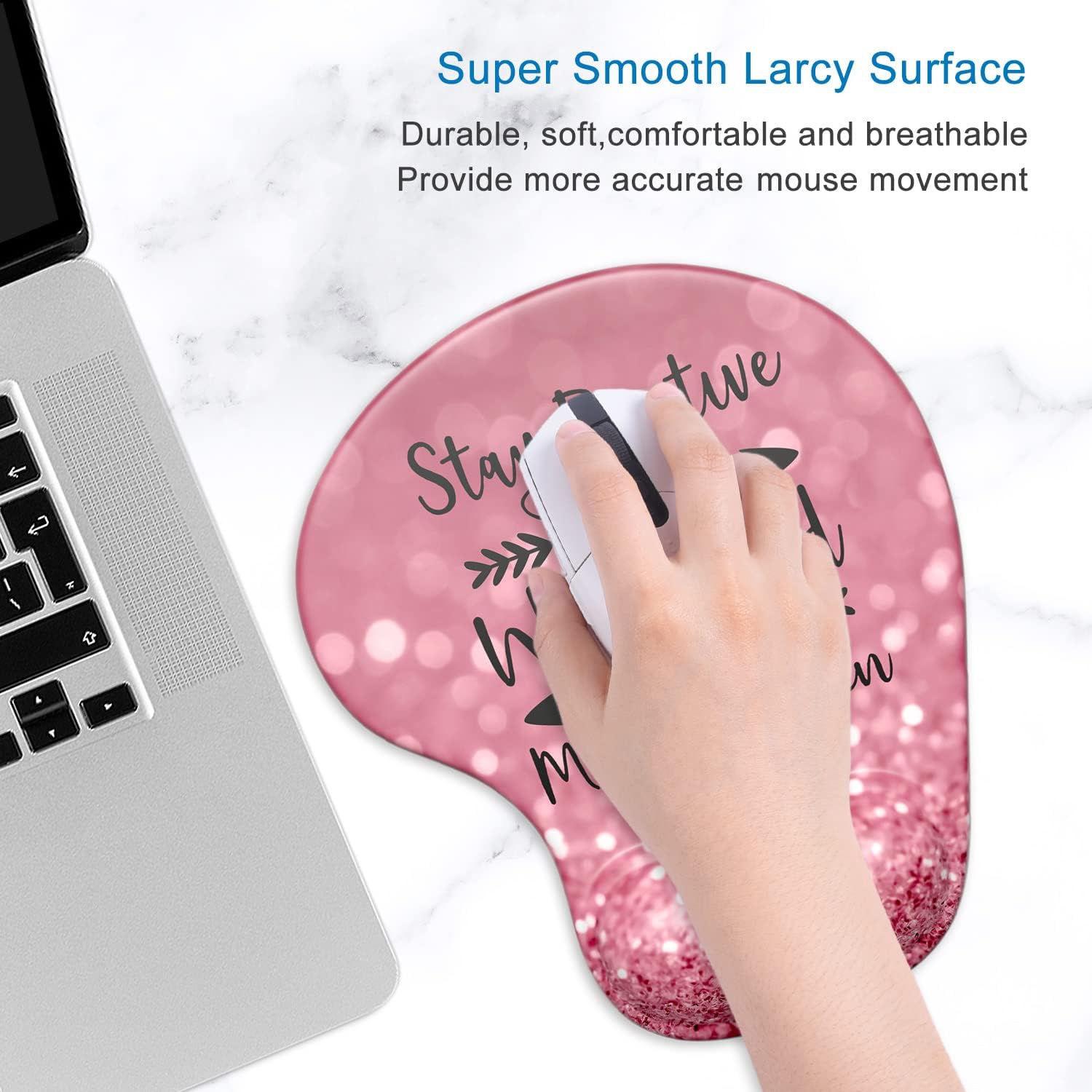 Tapis de souris ergonomique avec repose-poignets en gel, surface lisse, base antidérapante en polyuréthane, fournitures de bureau confortables