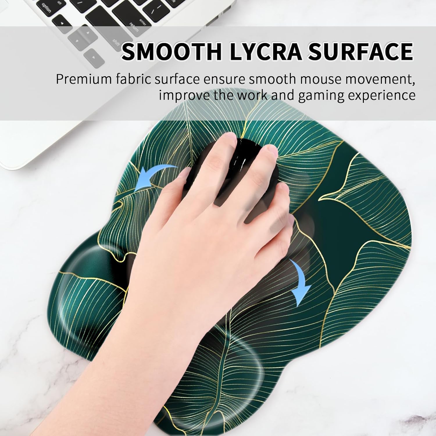 Tapis de souris ergonomique avec repose-poignets, tapis de souris avec repose-poignets en mousse à mémoire et base antidérapante pour le café, la