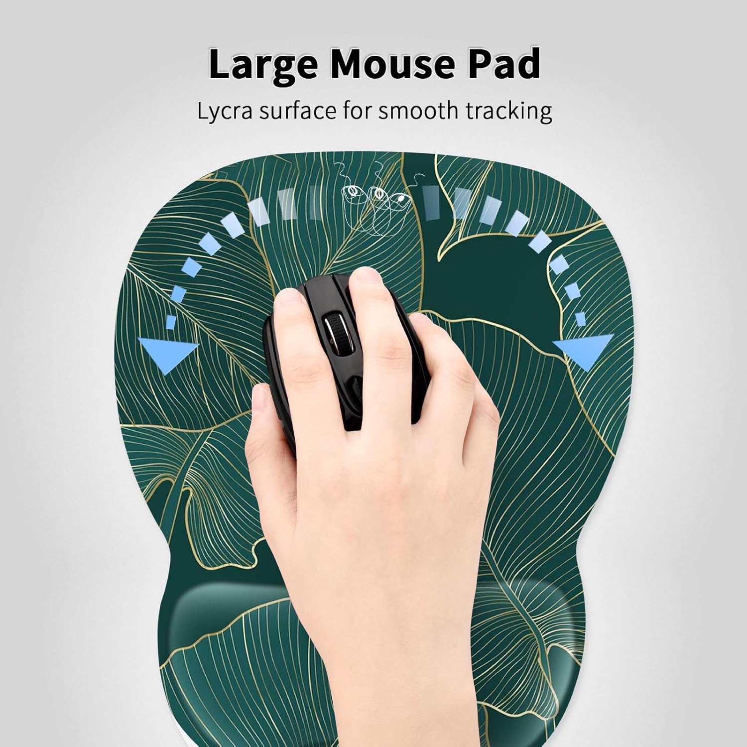 Tapis de souris ergonomique avec repose-poignets, tapis de souris avec repose-poignets en mousse à mémoire et base antidérapante pour le café, la