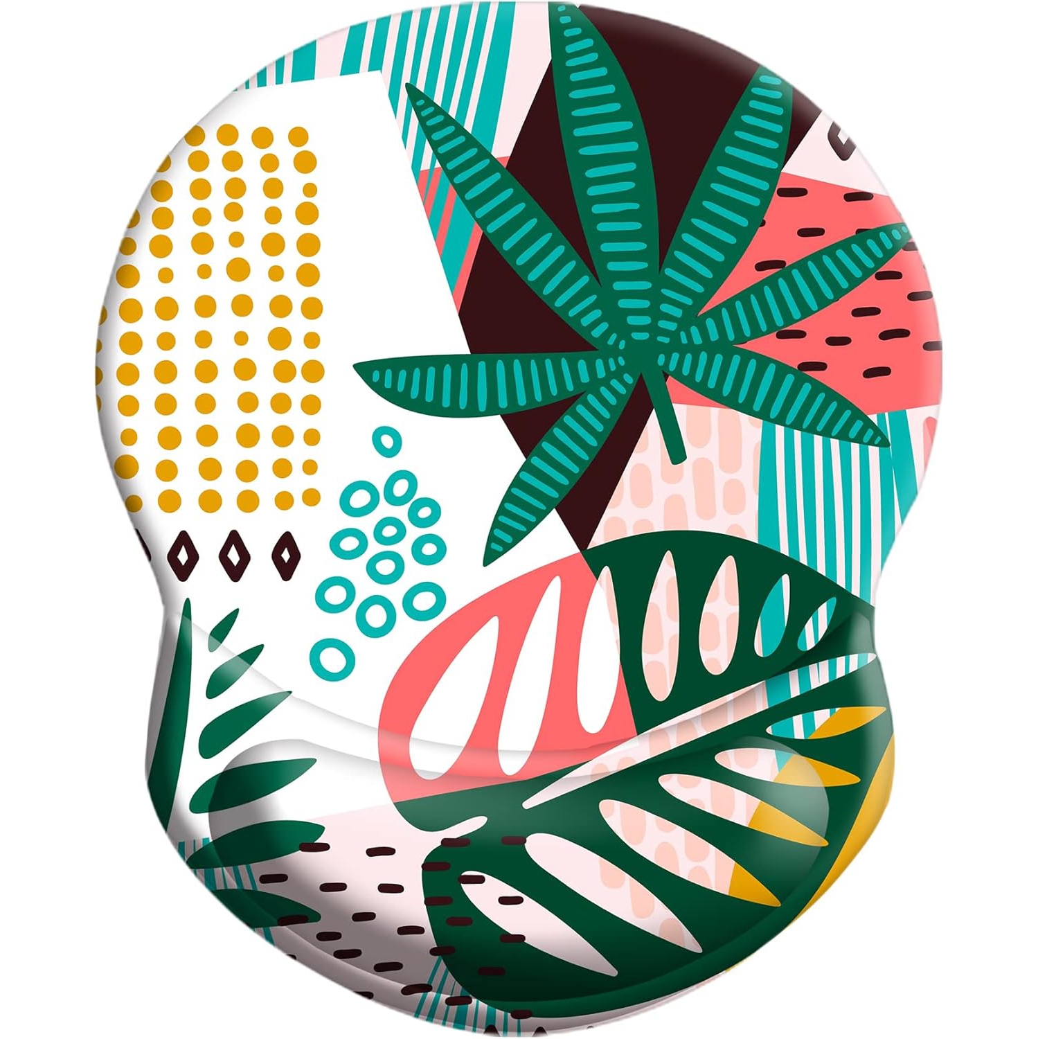 Mouse Pad Ergonomic Mouse Pad with Wrist Support, Pain Relief Comfort Wrist Rest Pad with Non-Slip PU Base for Gaming, Office,Coconut Leaves