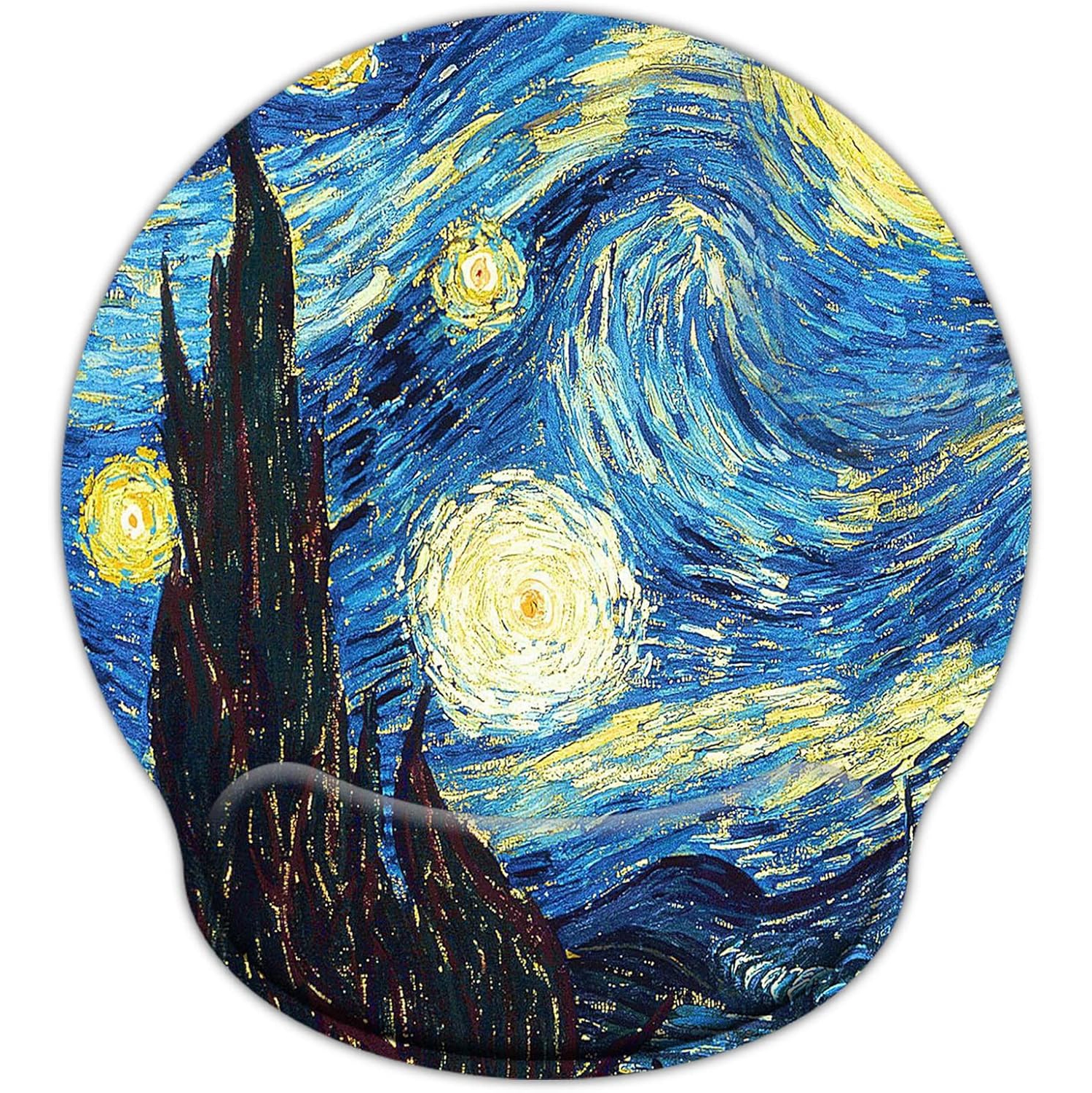 Leather Mouse Pad Wrist Support Ergonomic Memory Foam,Rest Nonslip Mousepad for Office,Gaming,Computer,Starry Night