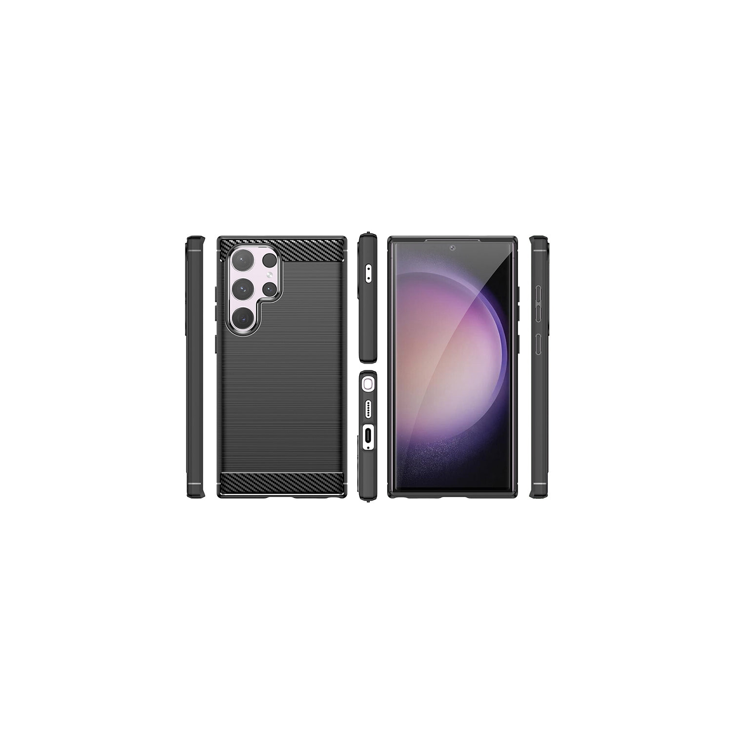 Étui en métal brossé noir de PANDACO pour Galaxy S24 Ultra de Samsung